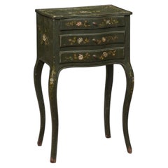 Petite Green Painted French Chevet with Floral Decoration, ca. 1890