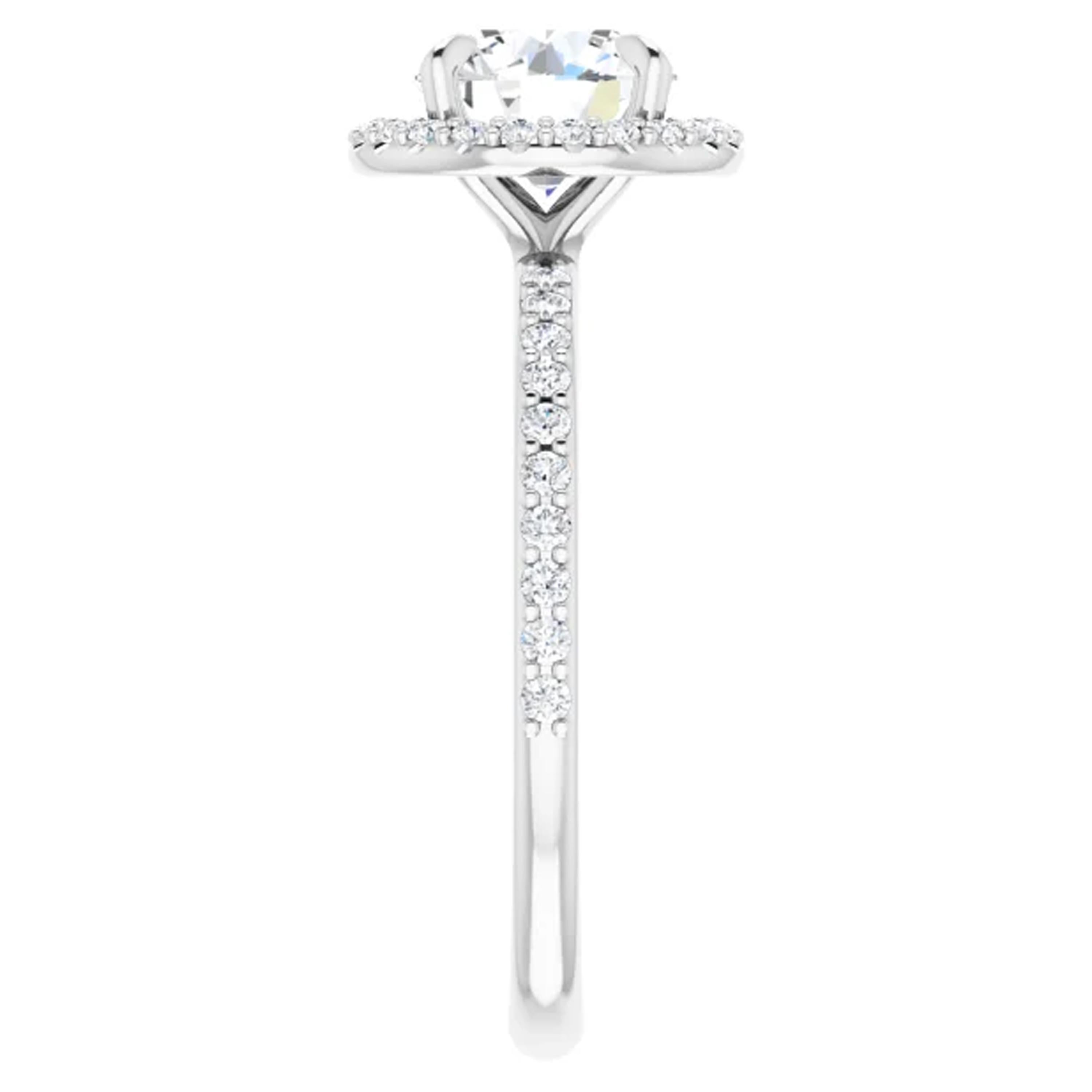 Contemporary Petite Halo GIA Round Brilliant Diamond Engagement Wedding Ring  For Sale