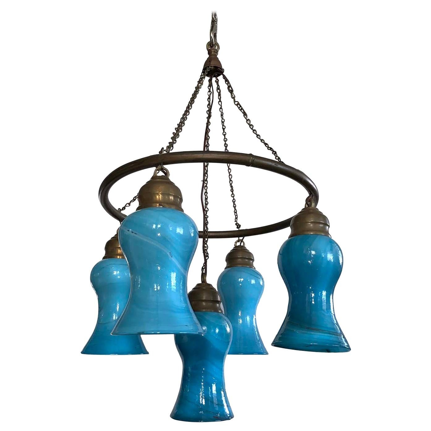 Petite Hand Blown Glass Egyptian Chandelier