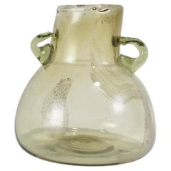 Petite Hand Blown Light Green Vase with Two Petite Handles