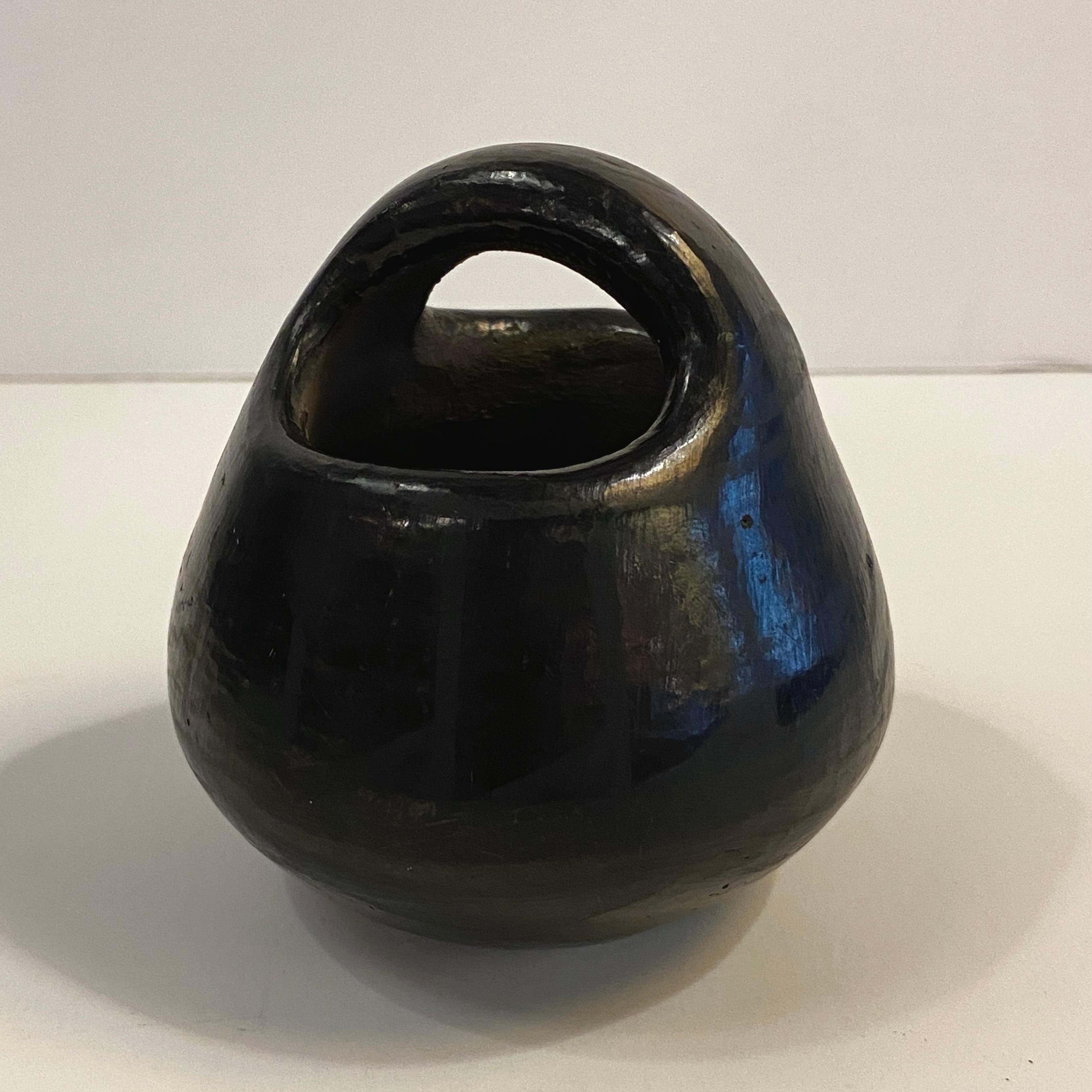 Petite Handmade Native American Black Ceramic Vessel 1