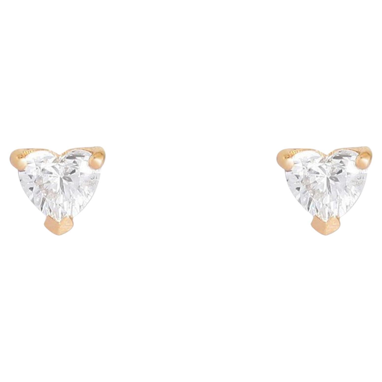 0.22ct Heart Diamond 14K Yellow Gold Stud Earrings