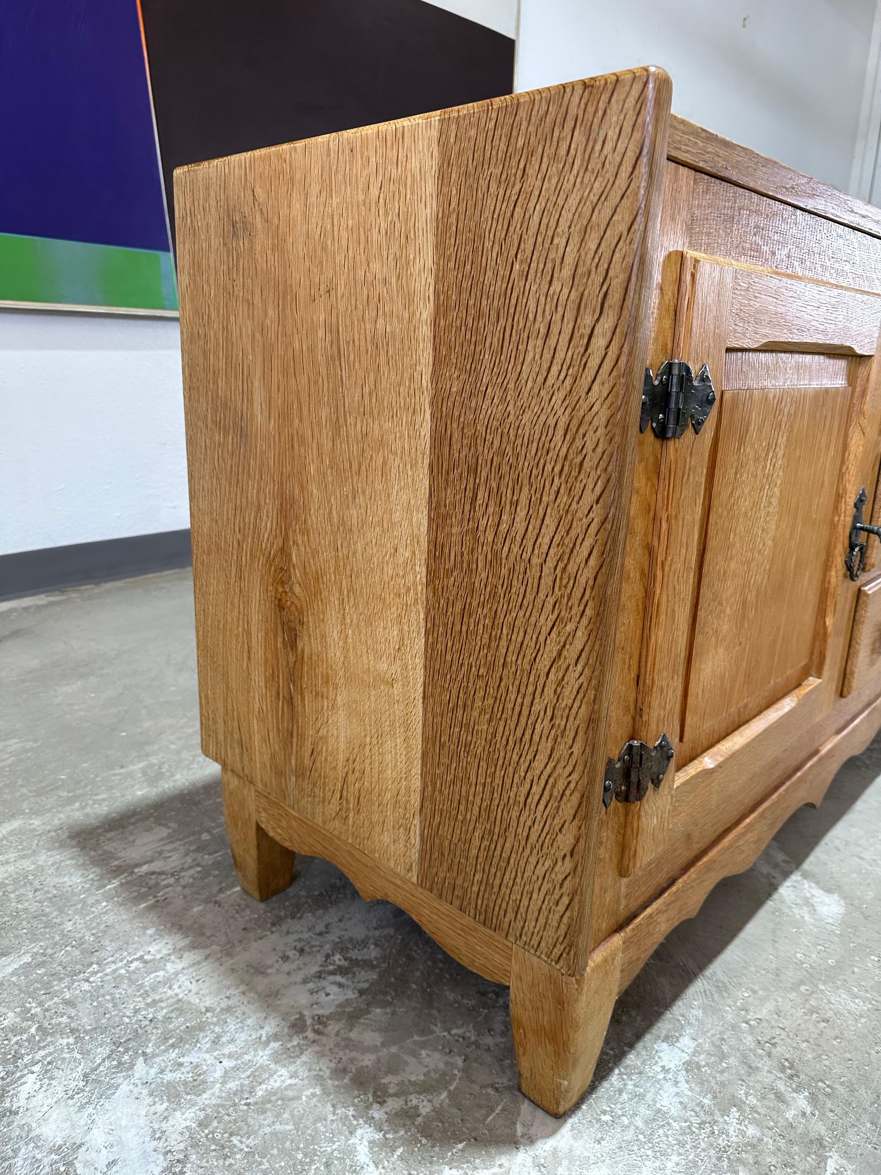 Petite Henning Kjaernulf attrb Mid Century Danish Oak Carved Brutalist Sideboard For Sale 6