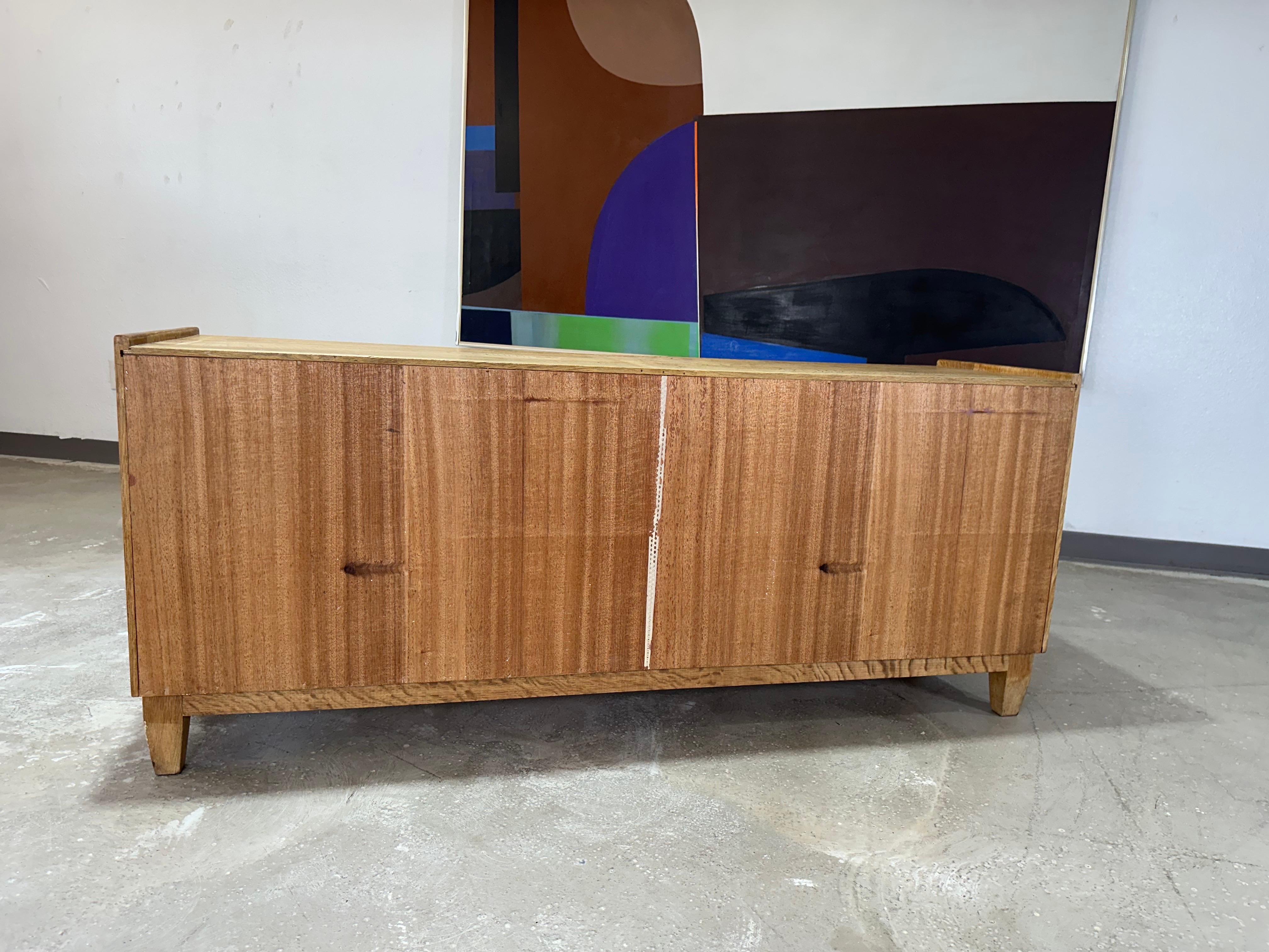 Petite Henning Kjaernulf attrb Mid Century Danish Oak Carved Brutalist Sideboard For Sale 8