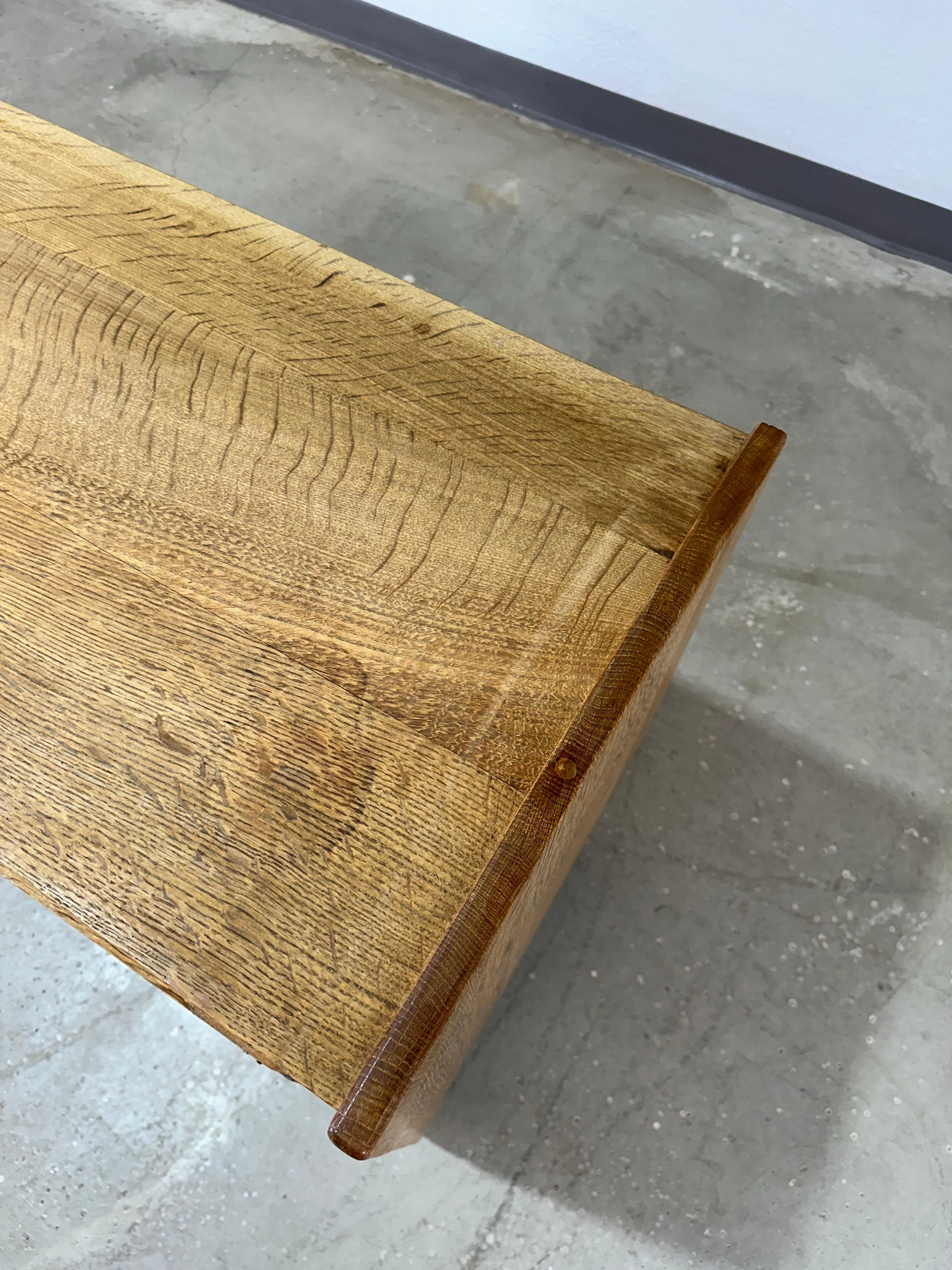 Petite Henning Kjaernulf attrb Mid Century Danish Oak Carved Brutalist Sideboard For Sale 12