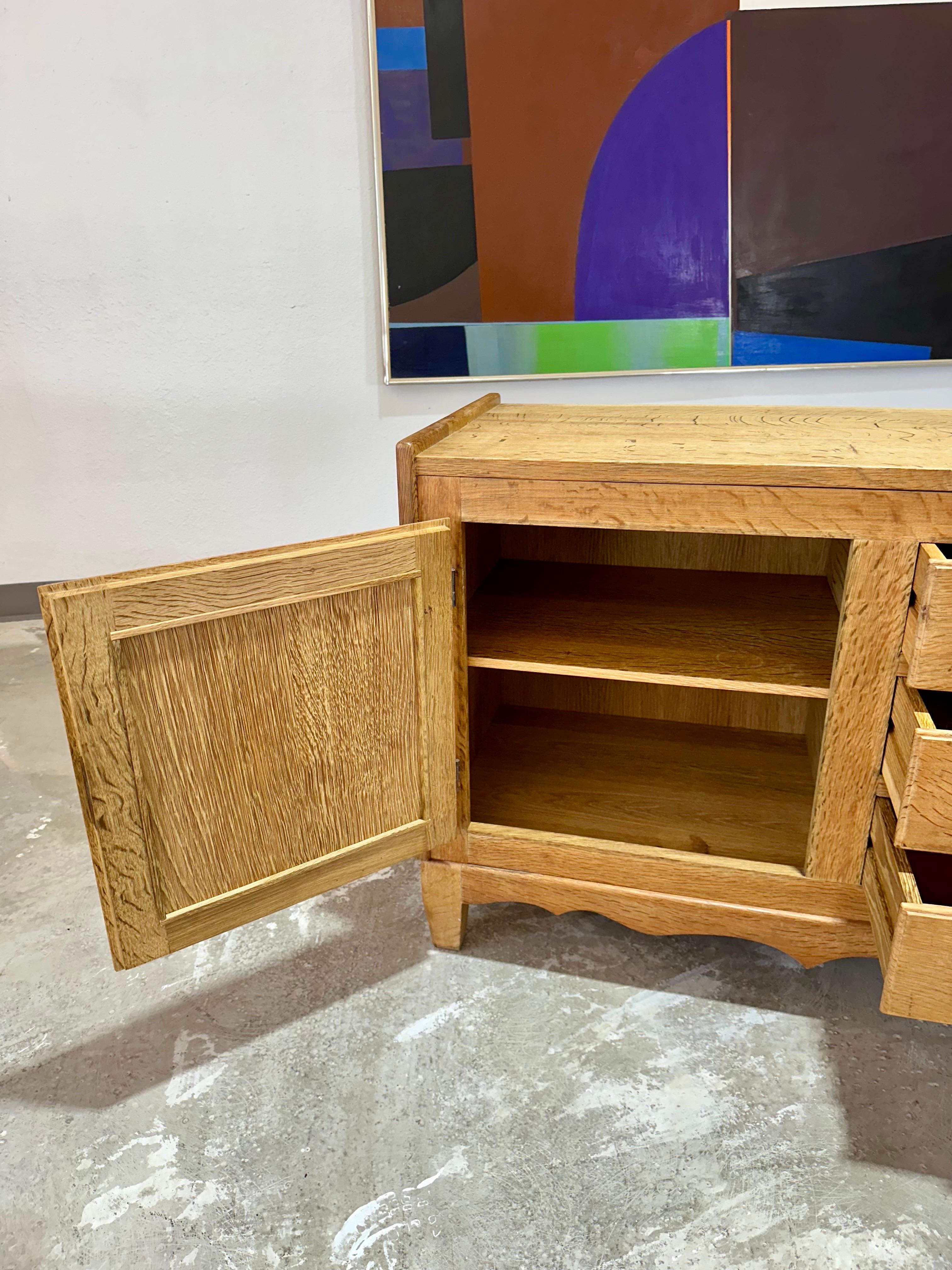 Petite Henning Kjaernulf attrb Mid Century Danish Oak Carved Brutalist Sideboard For Sale 3