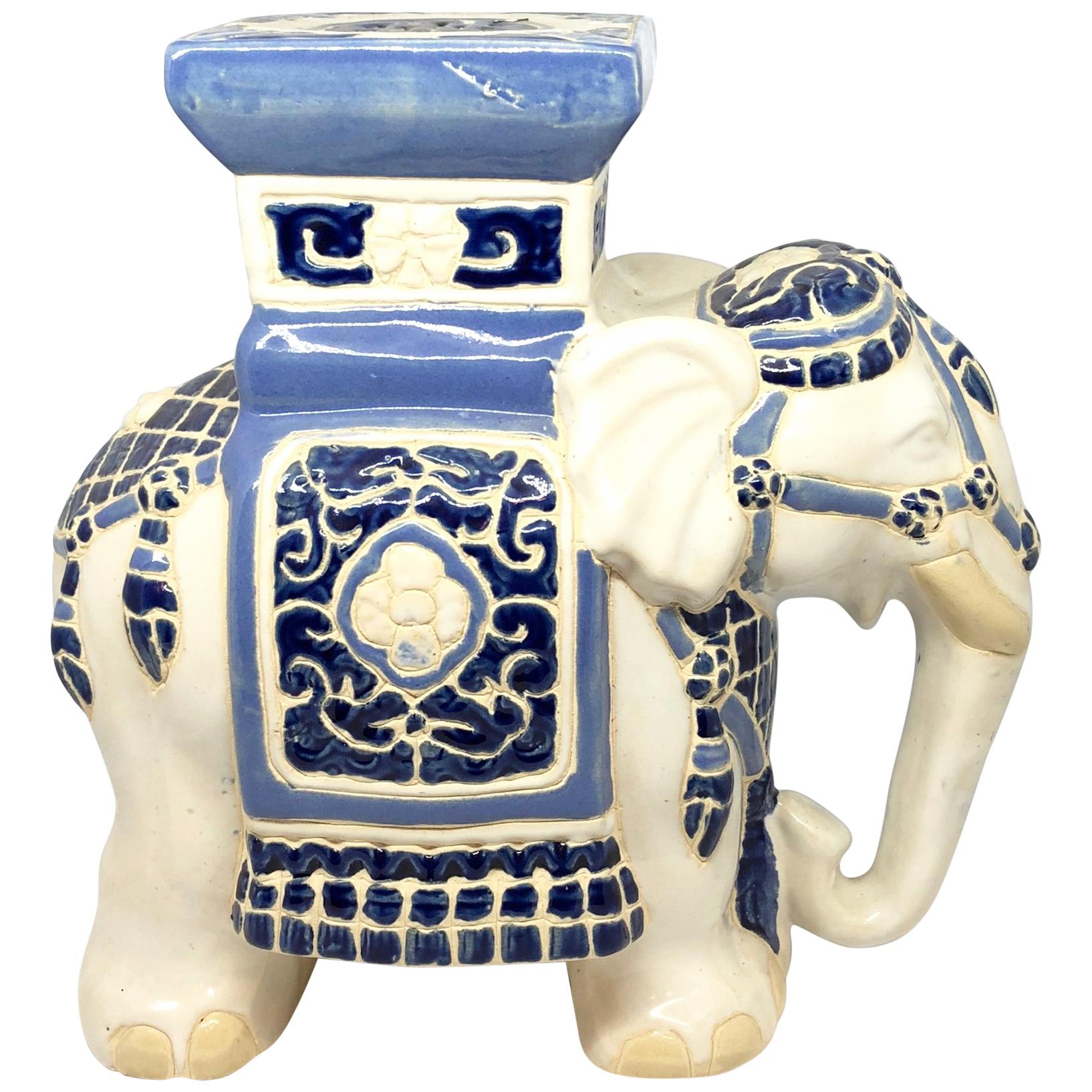 Petite Hollywood Regency Chinese Elephant Flower Pot Stand Vintage German