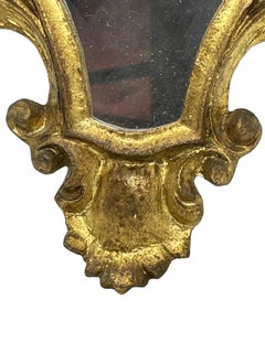 Petite Hollywood Regency Gilded Tole Toleware Vanity Mirror Vintage, Italy 1950s