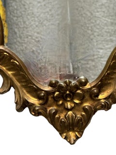 Petite Hollywood Regency Gilded Tole Toleware Vanity Mirror Vintage, Italy 1950s