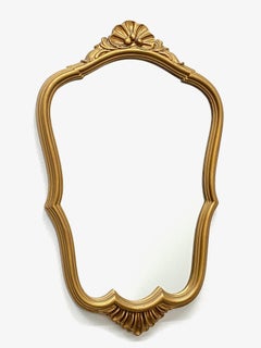 Petite Hollywood Regency Gilded Tole Toleware Vanity Mirror Vintage, Italy 1960s