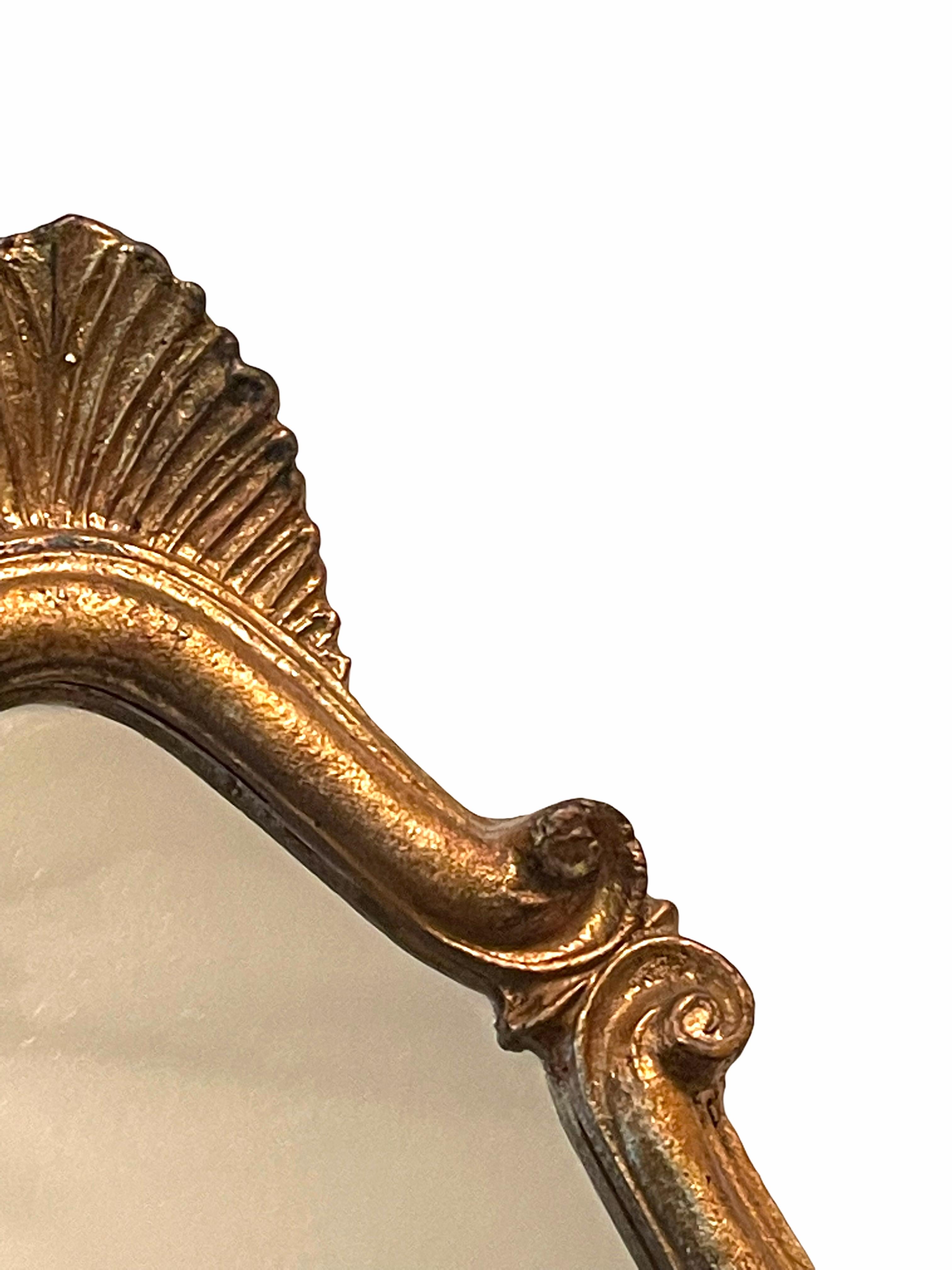 Mid-20th Century Petite Hollywood Regency Gilded Tole Toleware Vanity Mirror Vintage, Italy 1960s