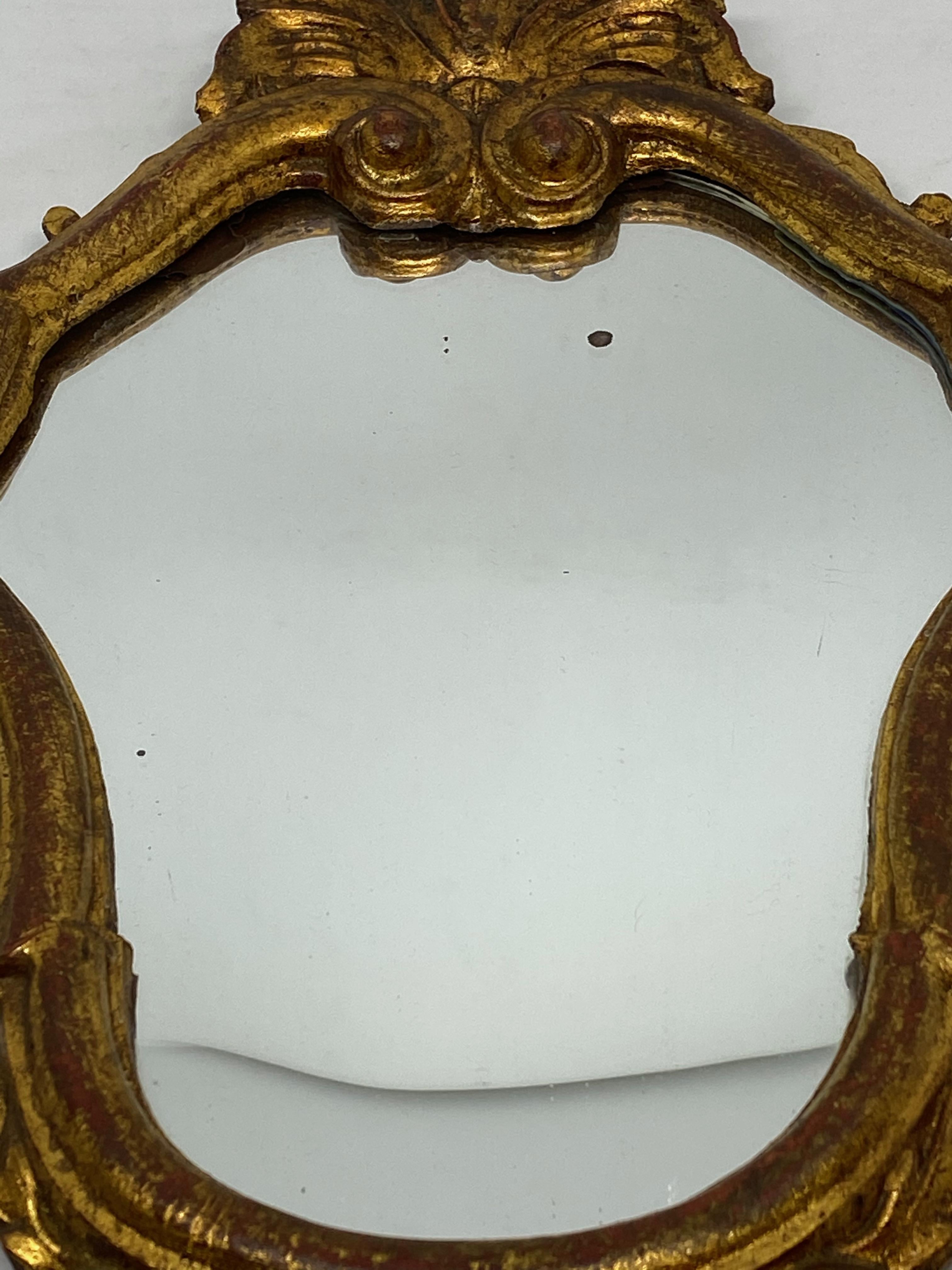 Mid-20th Century Petite Hollywood Regency Gilded Tole Toleware Vanity Mirror Vintage, Italy 1960s