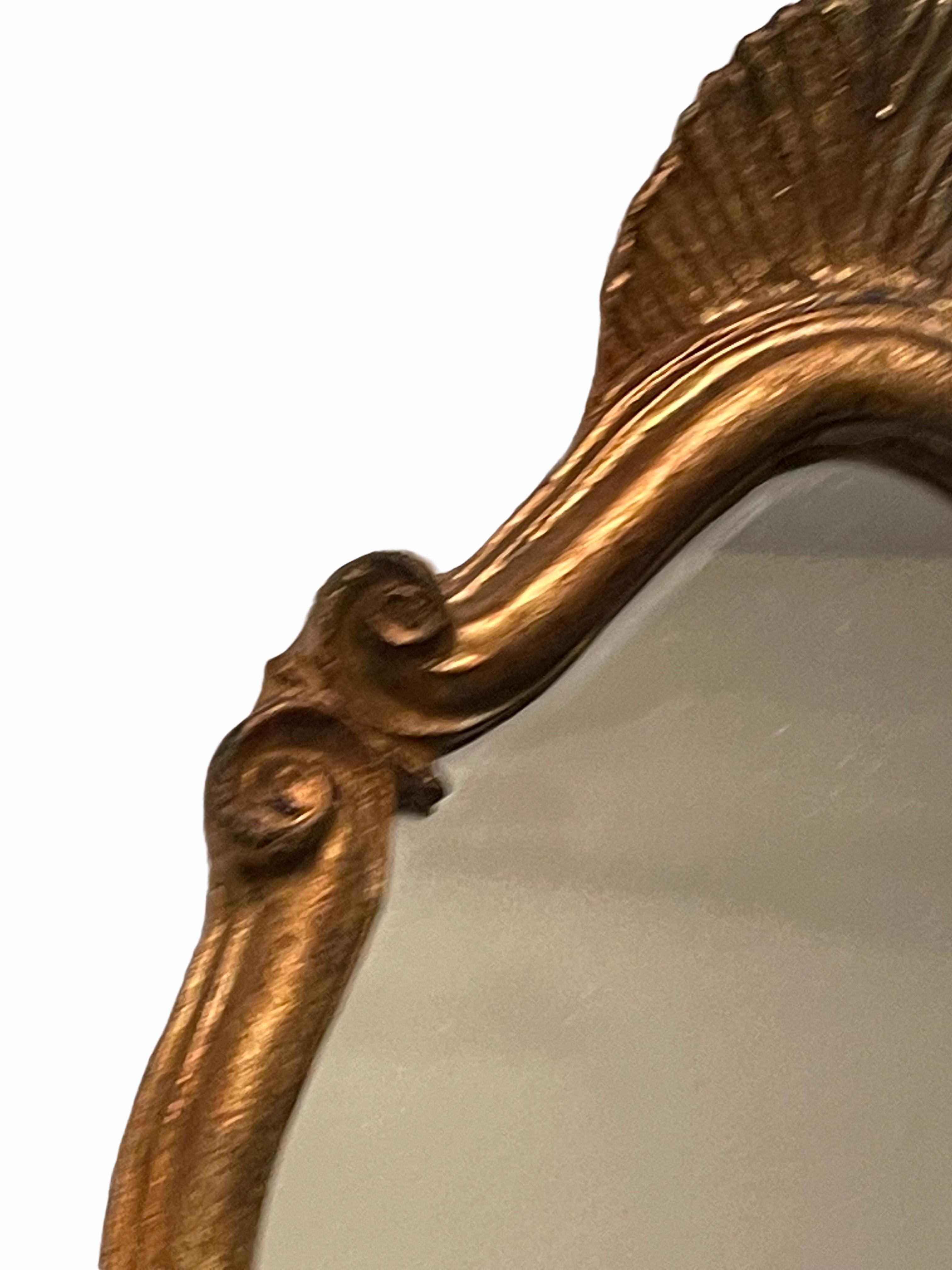 Petite Hollywood Regency Gilded Tole Toleware Vanity Mirror Vintage, Italy 1960s 1