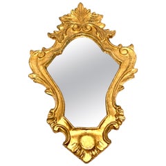 Petite Hollywood Regency Gilded Tole Toleware Vanity Mirror Vintage, Italy 1960s