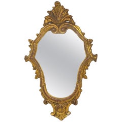 Petite Hollywood Regency Gilded Tole Toleware Vanity Mirror Vintage, Italy 1960s