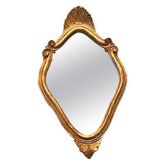 Petite Hollywood Regency Gilded Tole Toleware Vanity Mirror Vintage, Italy 1960s