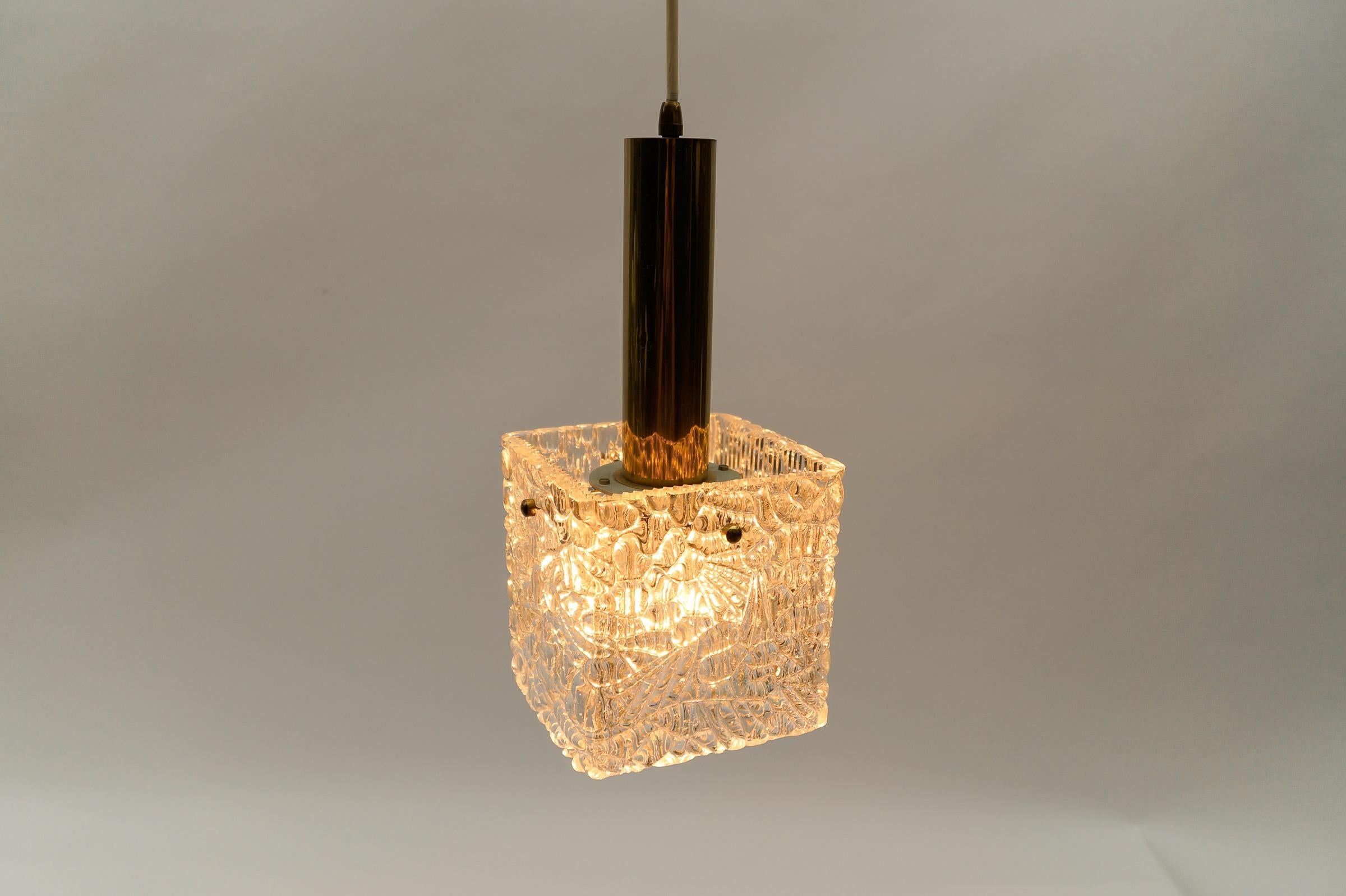 Ottone Lampada da soffitto Petite Ice Glass di Kalmar Franken KG, Germania 1960 in vendita