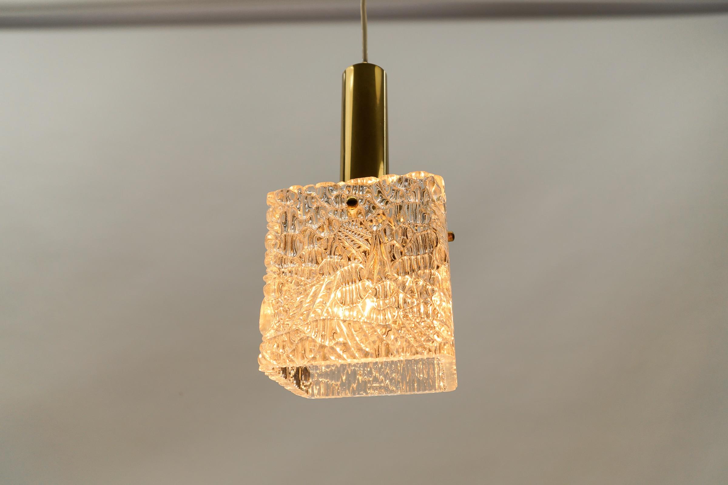 Petite Ice Glass Ceiling Lamp by Kalmar Franken KG, Germany 1960s For Sale 2