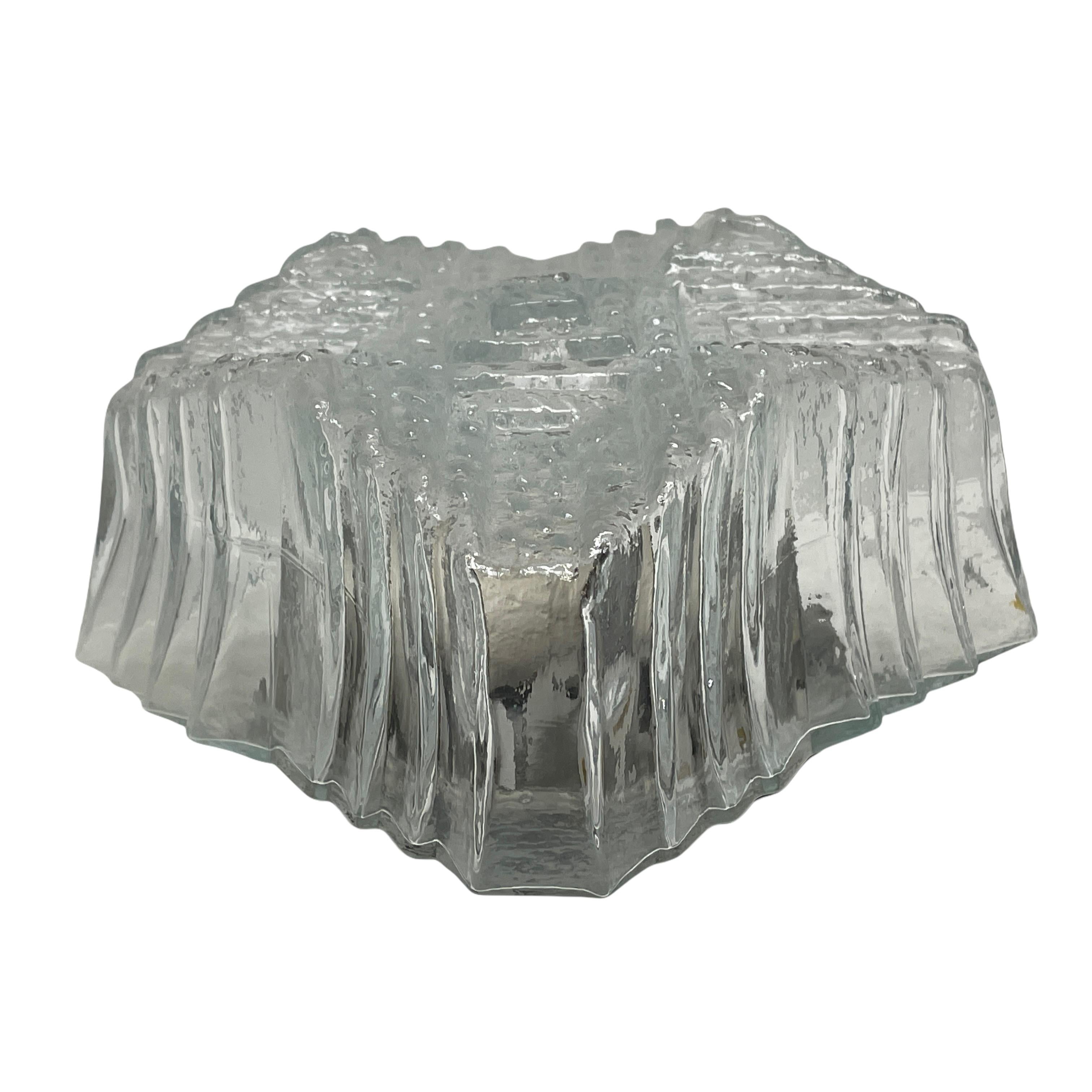 Petite Iceberg Glass Flush Mount Vintage German, 1960s In Good Condition For Sale In Nuernberg, DE