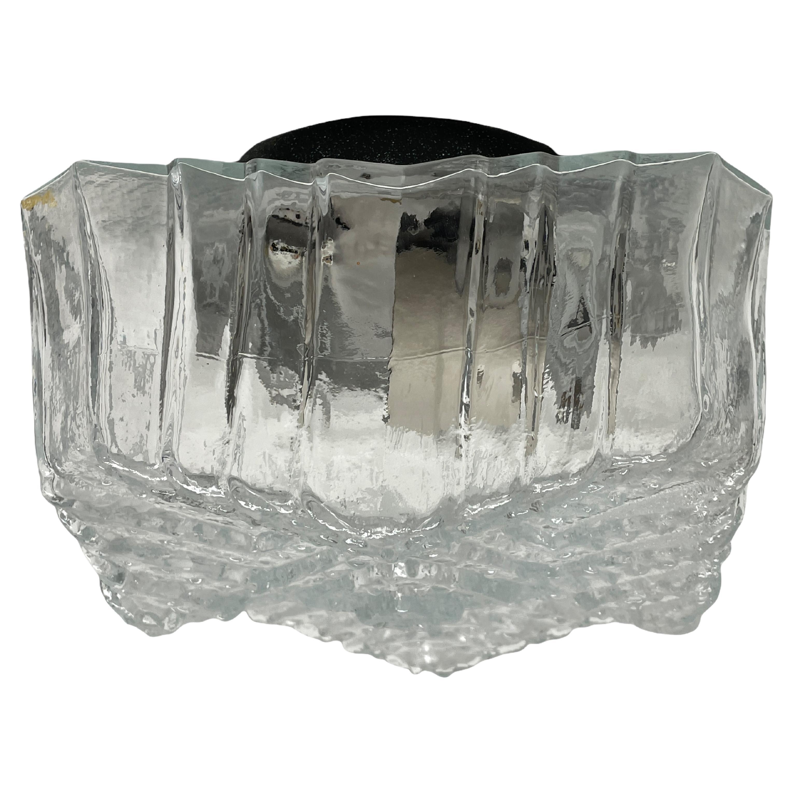 Petite Iceberg Glass Flush Mount Vintage German, 1960s