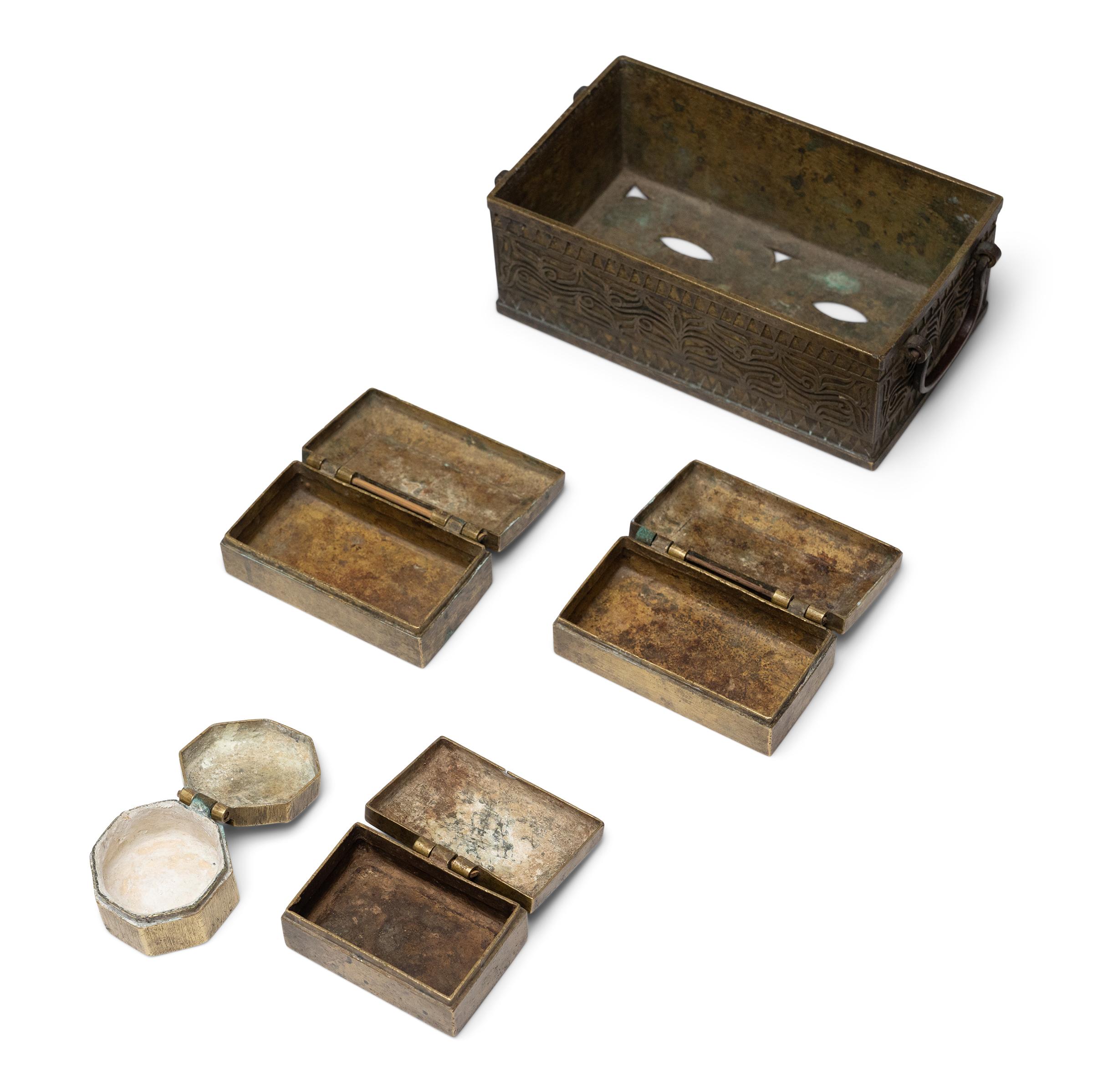 20th Century Petite Indonesian Brass Betel Box, c. 1900 For Sale