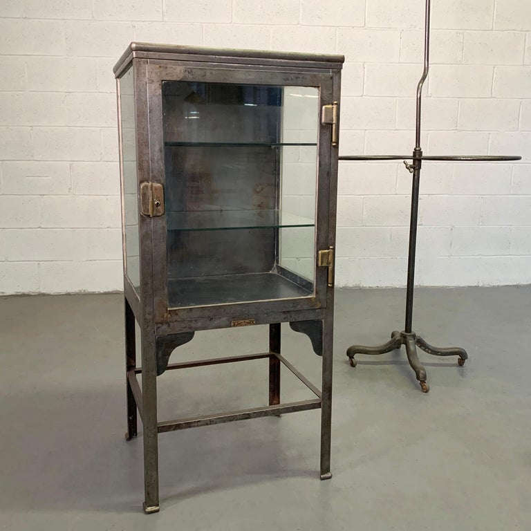Petite Industrial Brushed Steel Apothecary Display Case at 1stDibs