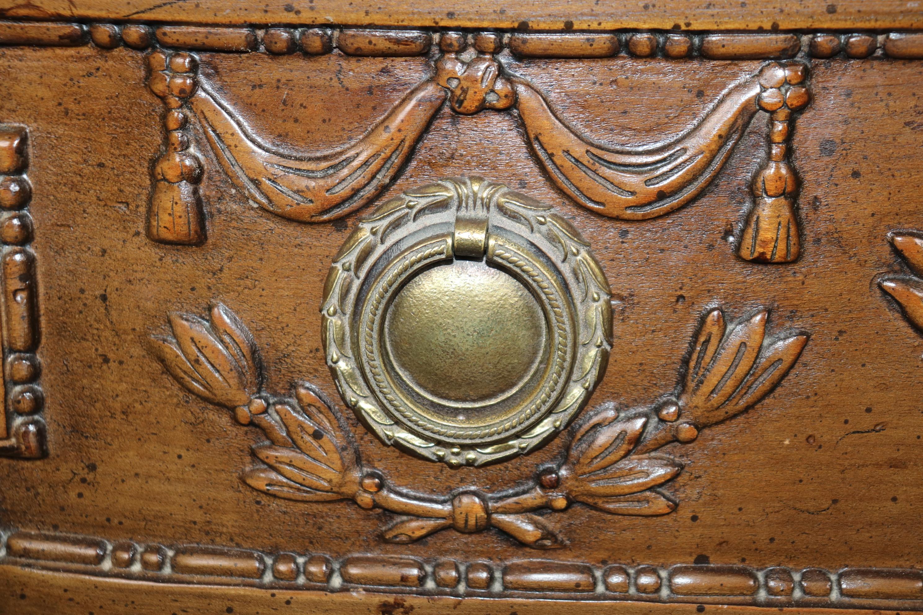 Petite Intentionally Distressed Henredon Style 2 Drawer Commode Nightstand In Good Condition For Sale In Swedesboro, NJ