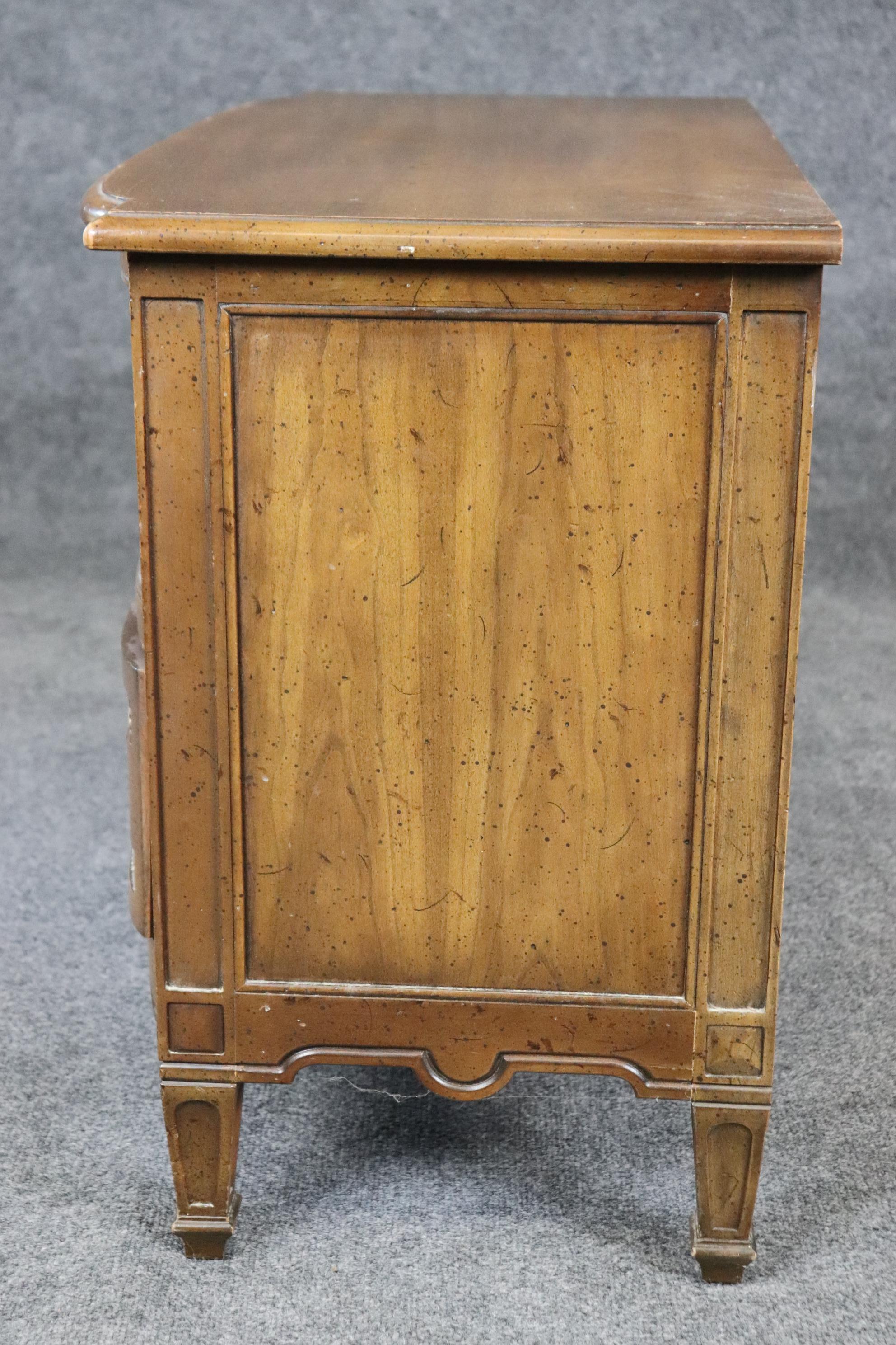 Brass Petite Intentionally Distressed Henredon Style 2 Drawer Commode Nightstand For Sale