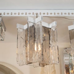 Petite suspension encastrée en verre fumé et blanc