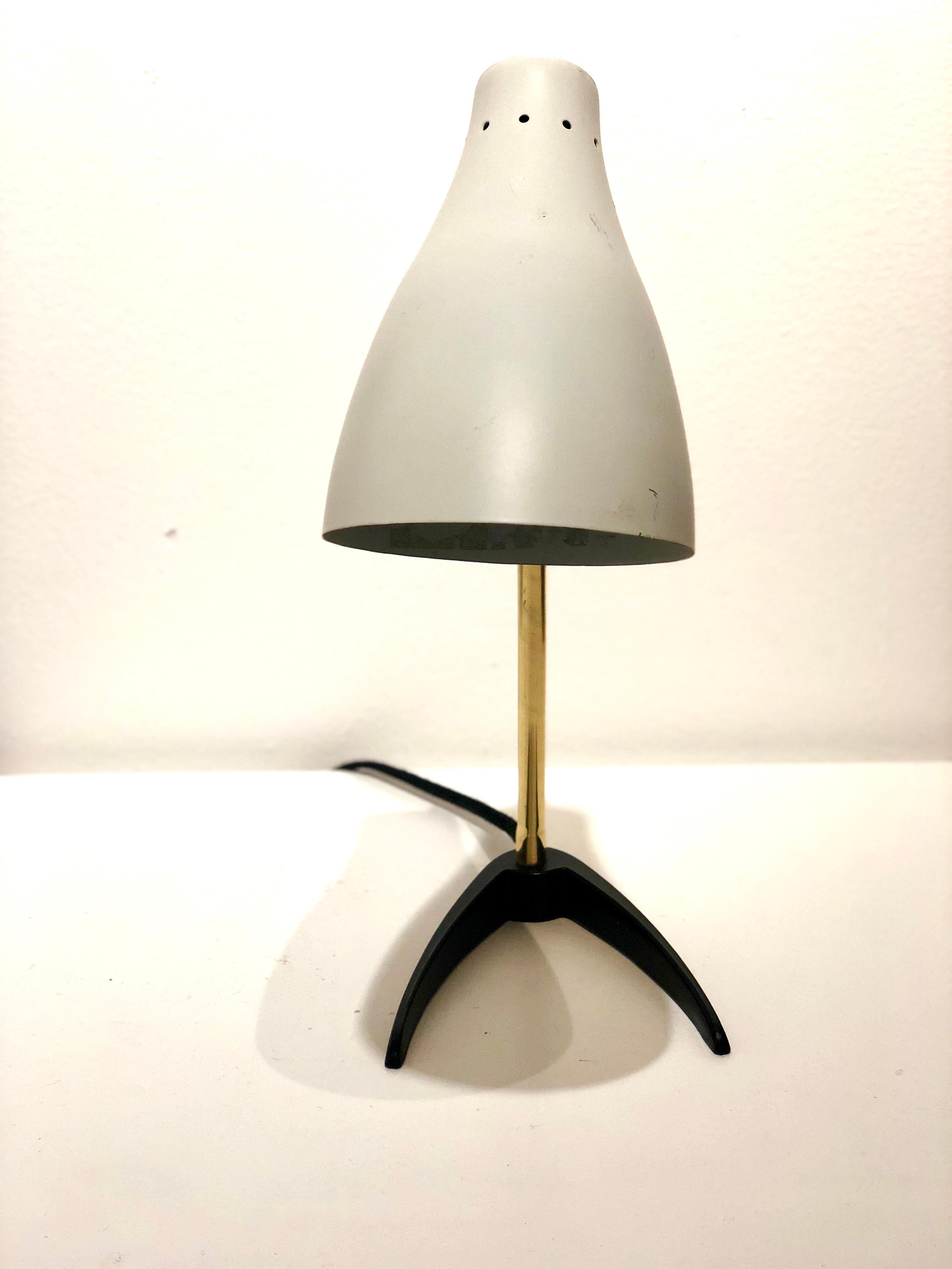 Mid-Century Modern Petite Iron and Brass Multidirectional Desk Lamp
