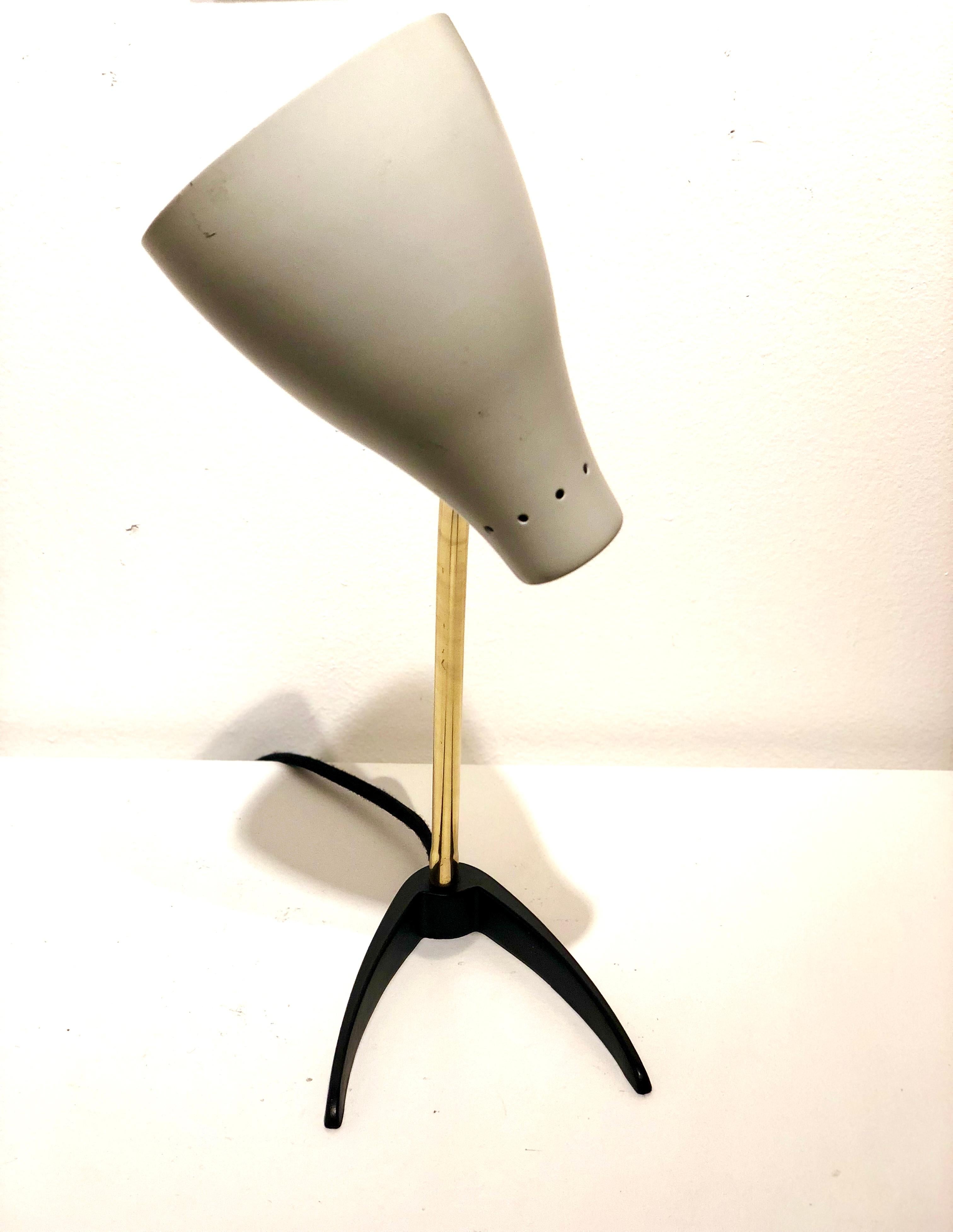 Petite Iron and Brass Multidirectional Desk Lamp In Excellent Condition In San Diego, CA