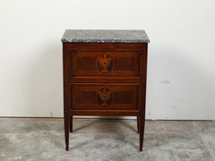 Petite Italian 18th Century Neoclassical Commode with Marble Top and Marquetry