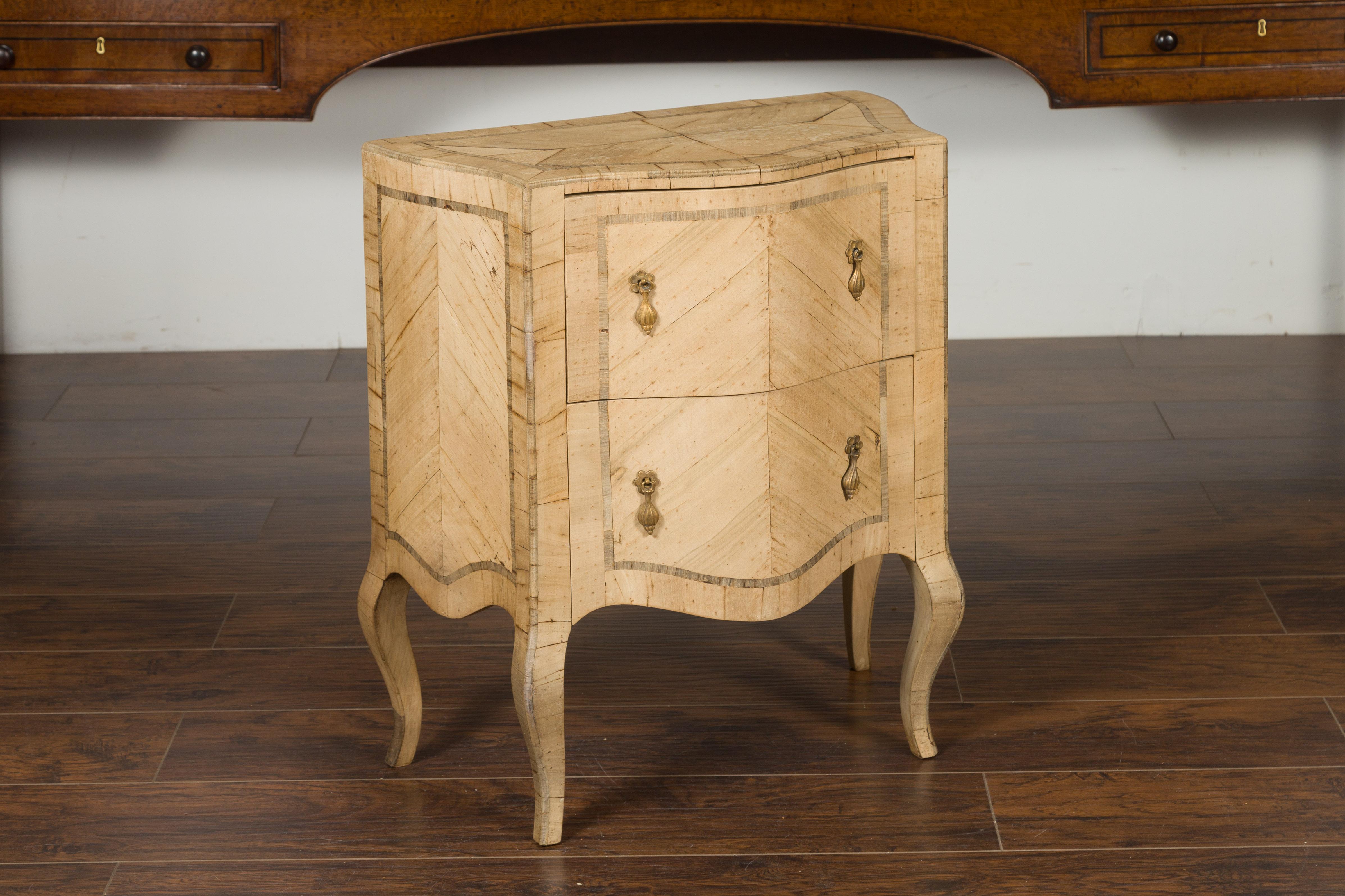 20th Century Petite Italian 1930s Rococo Style Walnut Commode with Serpentine Front