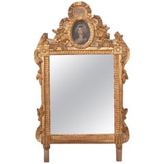 Petite Italian 19th Century Gold Gilt and Painted Mirror
