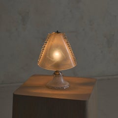 Petite Italian Art Deco Etched Murano Glass Lamp, 1940s