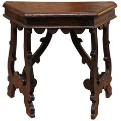 Petite Italian Baroque Walnut Console with Lyre Legs, Early 18th Century
