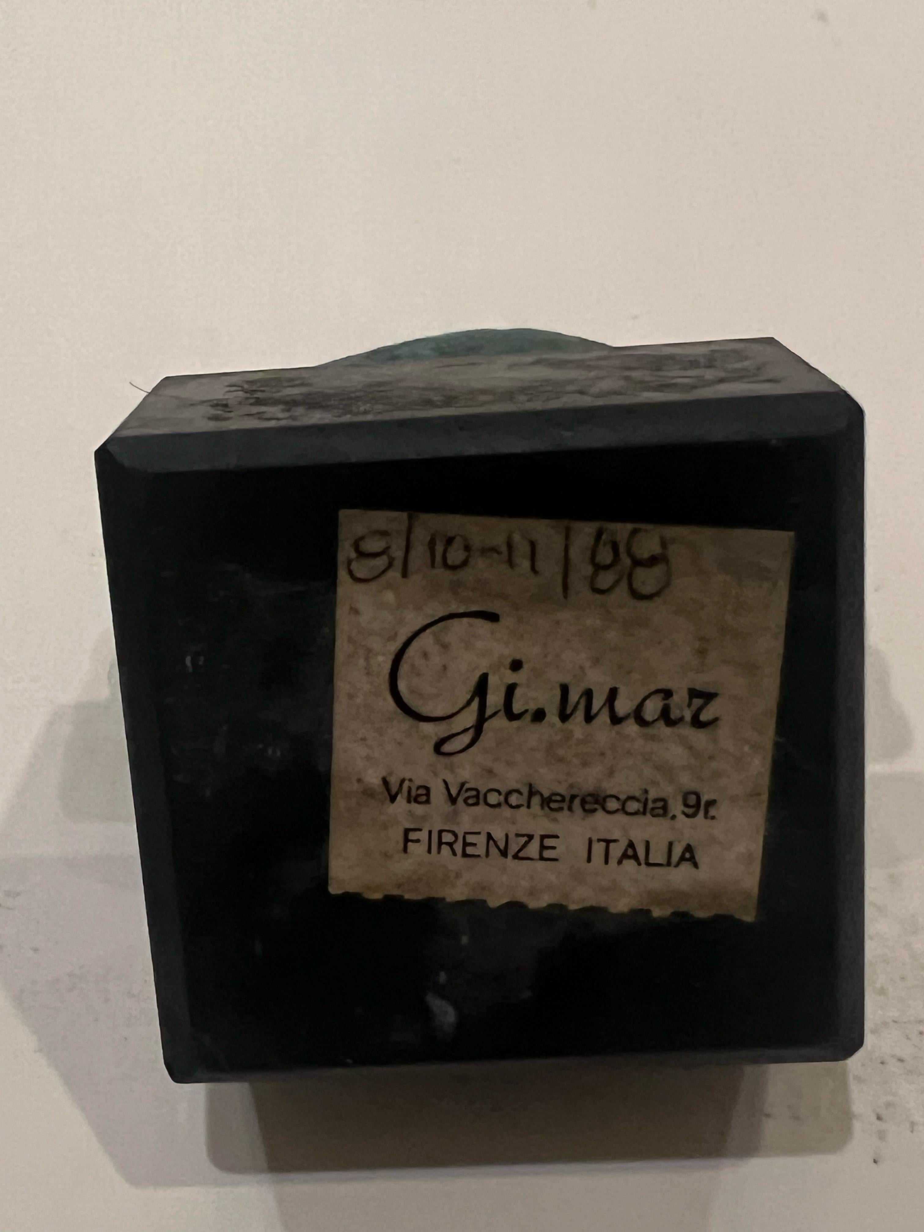 Kleine italienische etruskische Statue-Skulptur aus Bronze und Schiefer im Zustand „Hervorragend“ im Angebot in San Diego, CA