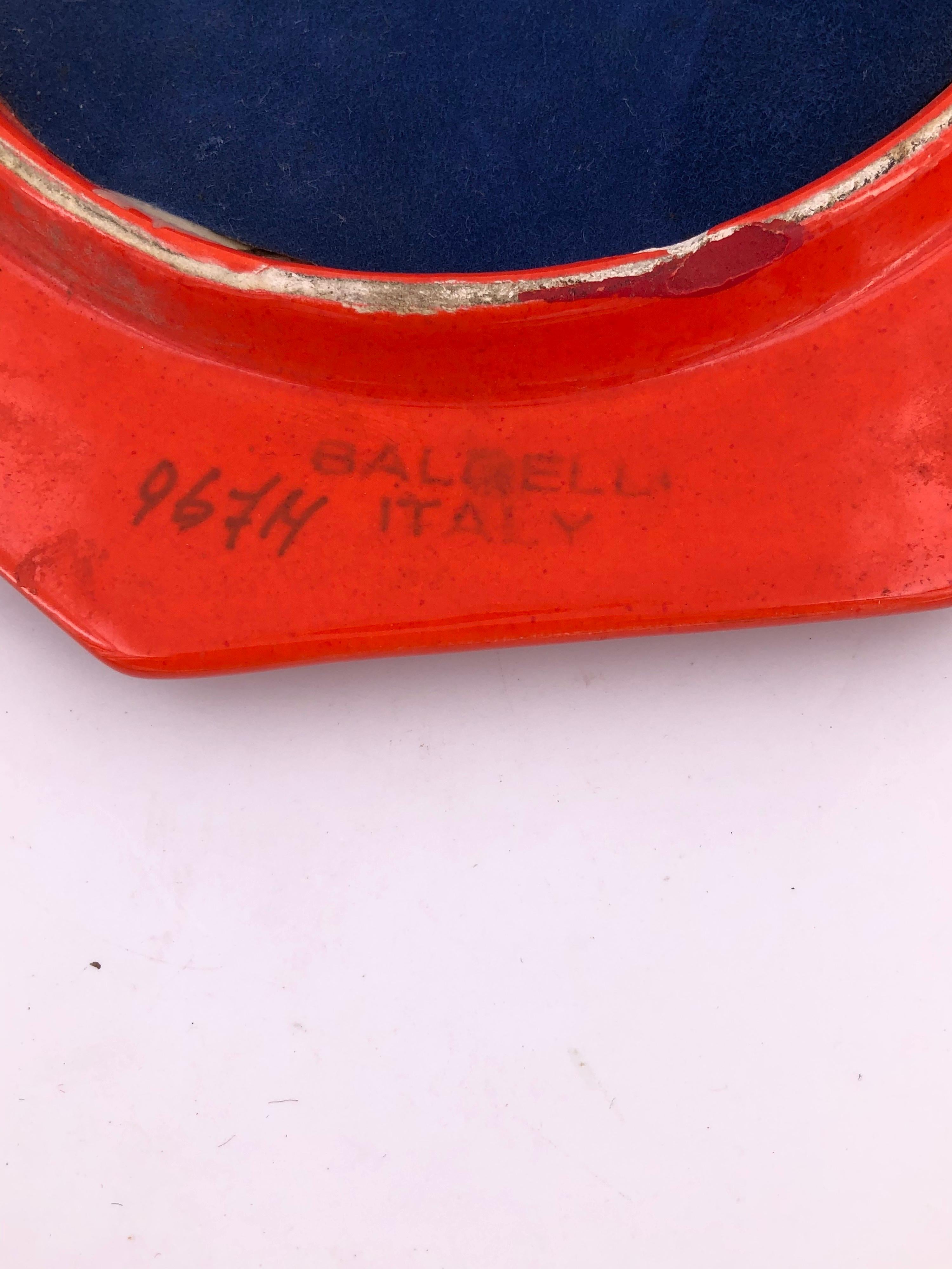Petite Italian Ceramic Mirror by Baldelli Signed In Excellent Condition In San Diego, CA