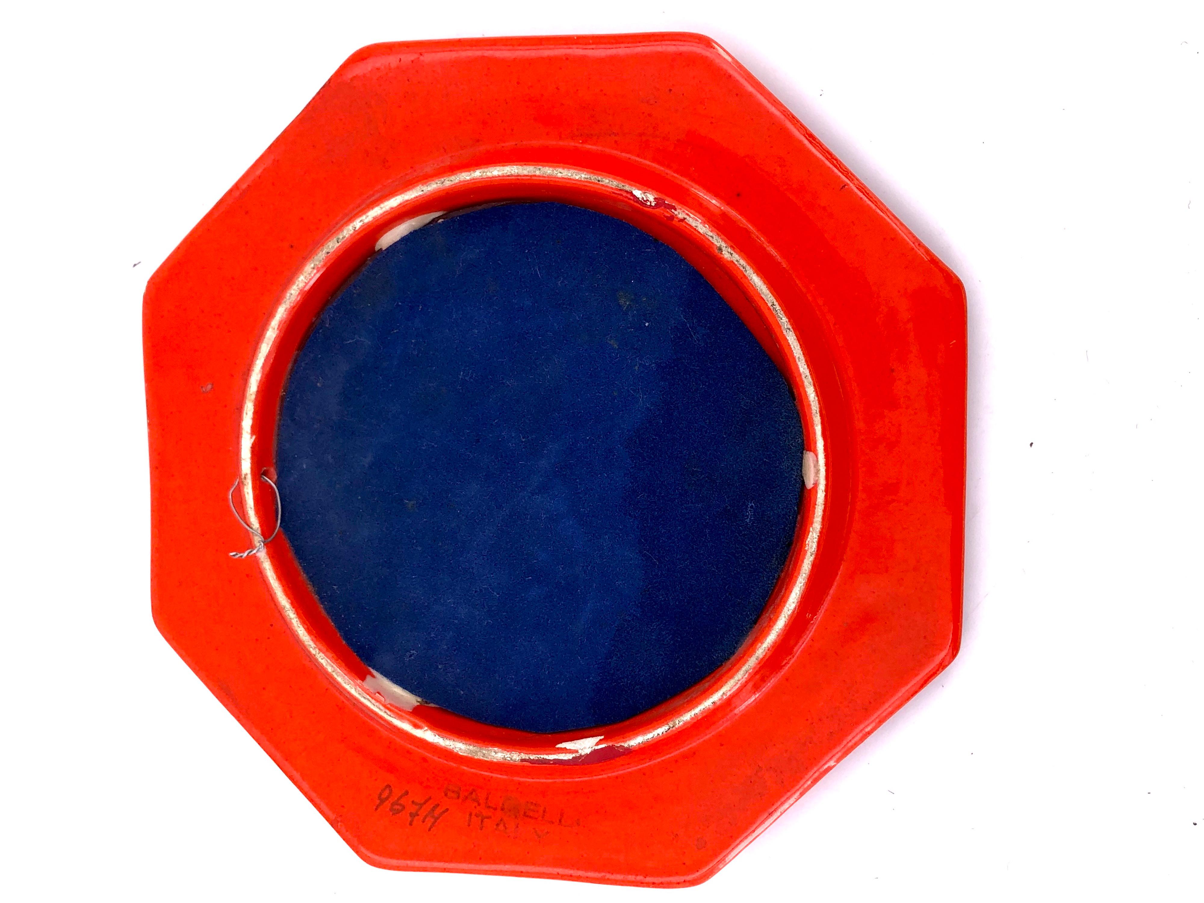 20th Century Petite Italian Ceramic Mirror by Baldelli Signed