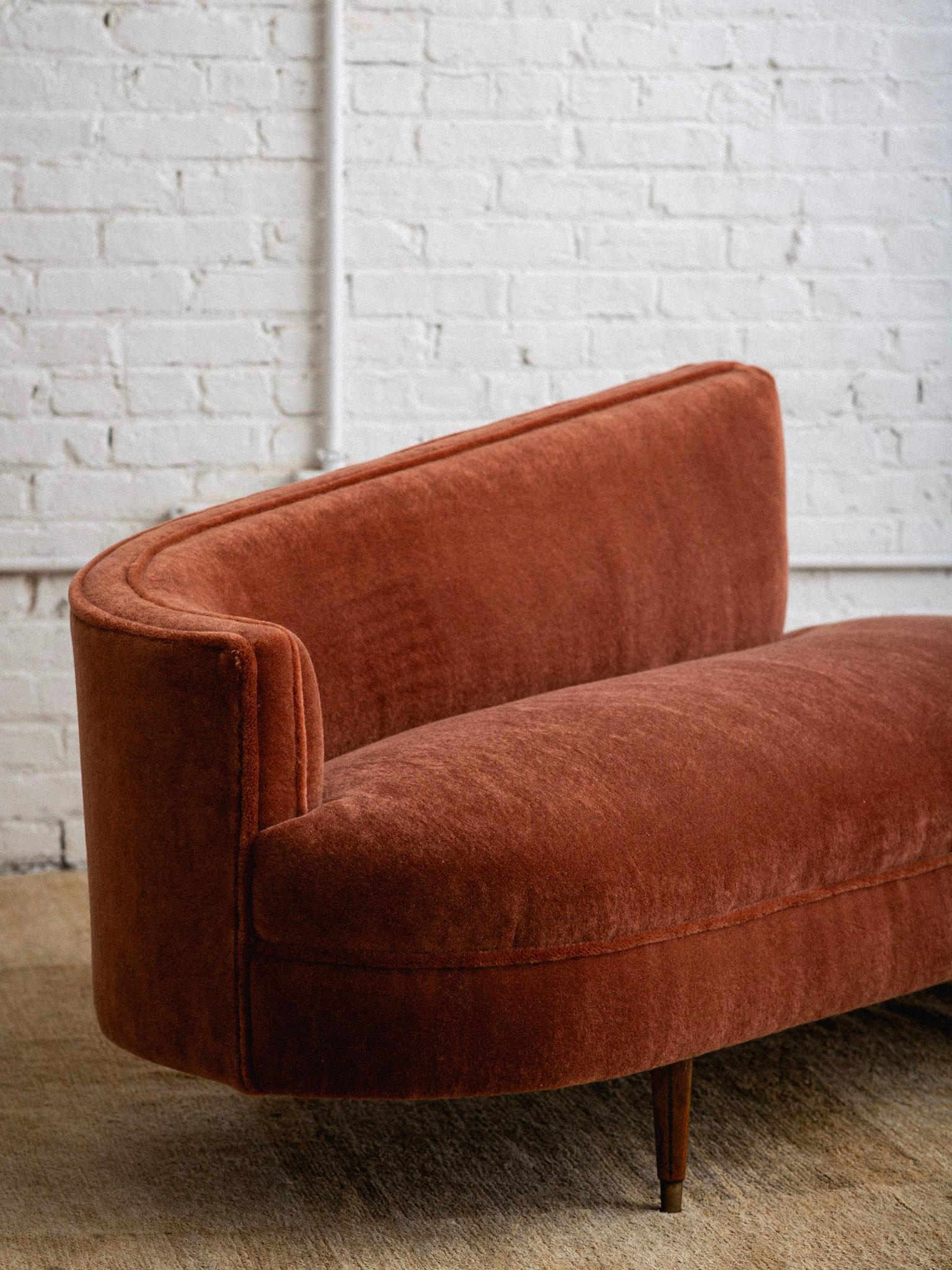 Petite Italian Chaise Lounge in Rust Mohair 5