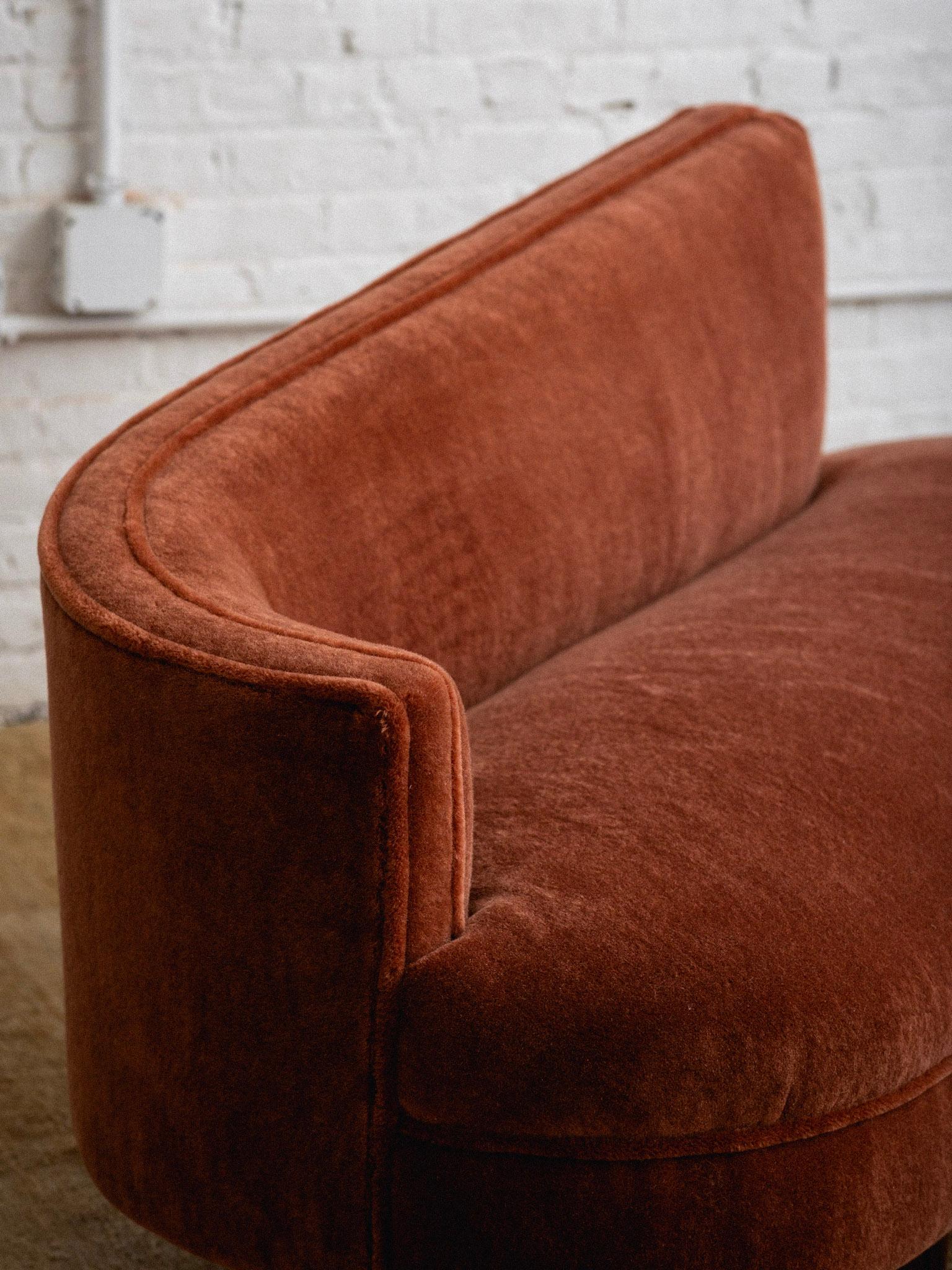 Petite Italian Chaise Lounge in Rust Mohair 6
