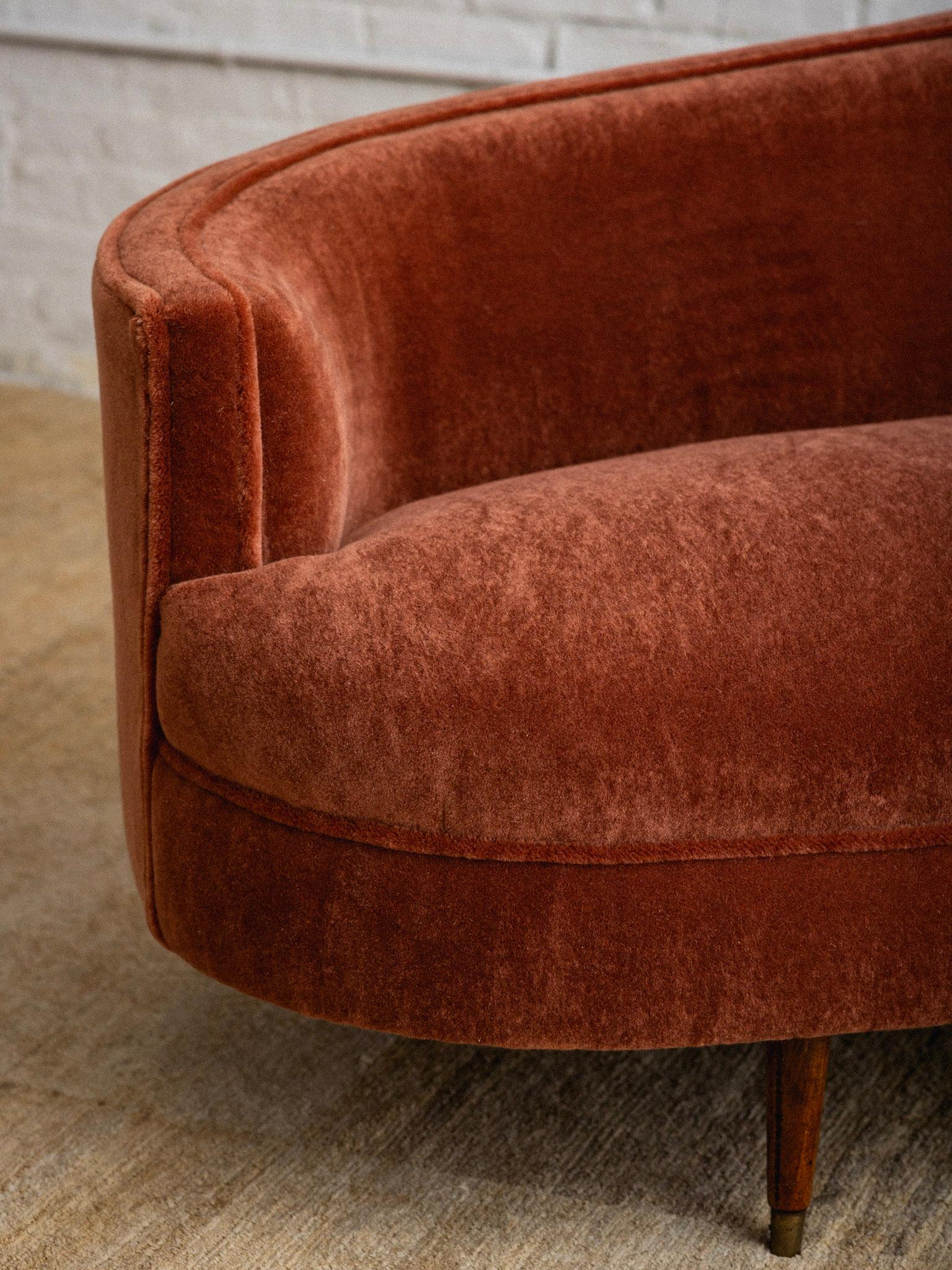 Petite Italian Chaise Lounge in Rust Mohair 7