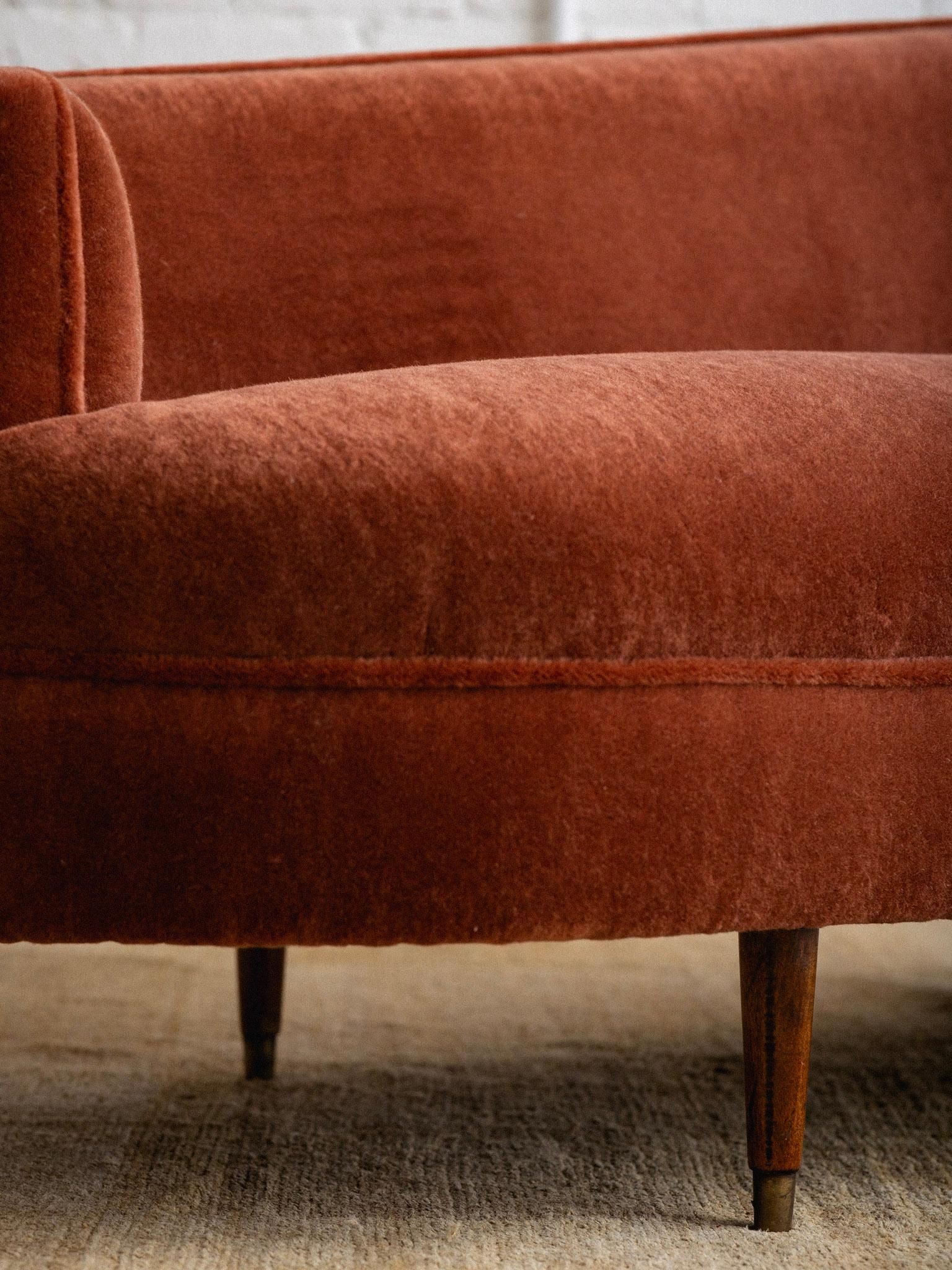 Petite Italian Chaise Lounge in Rust Mohair 8