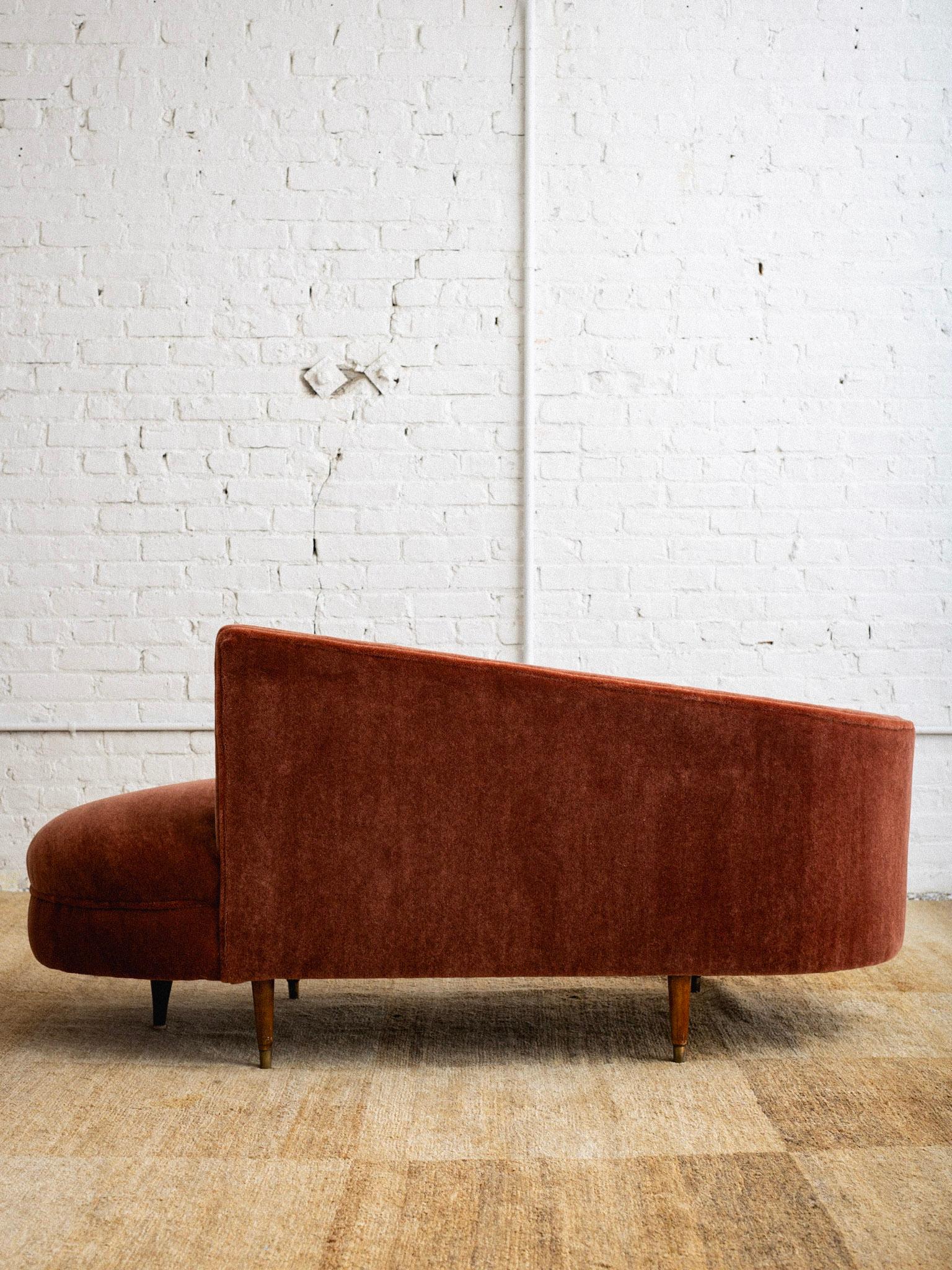Petite Italian Chaise Lounge in Rust Mohair 1