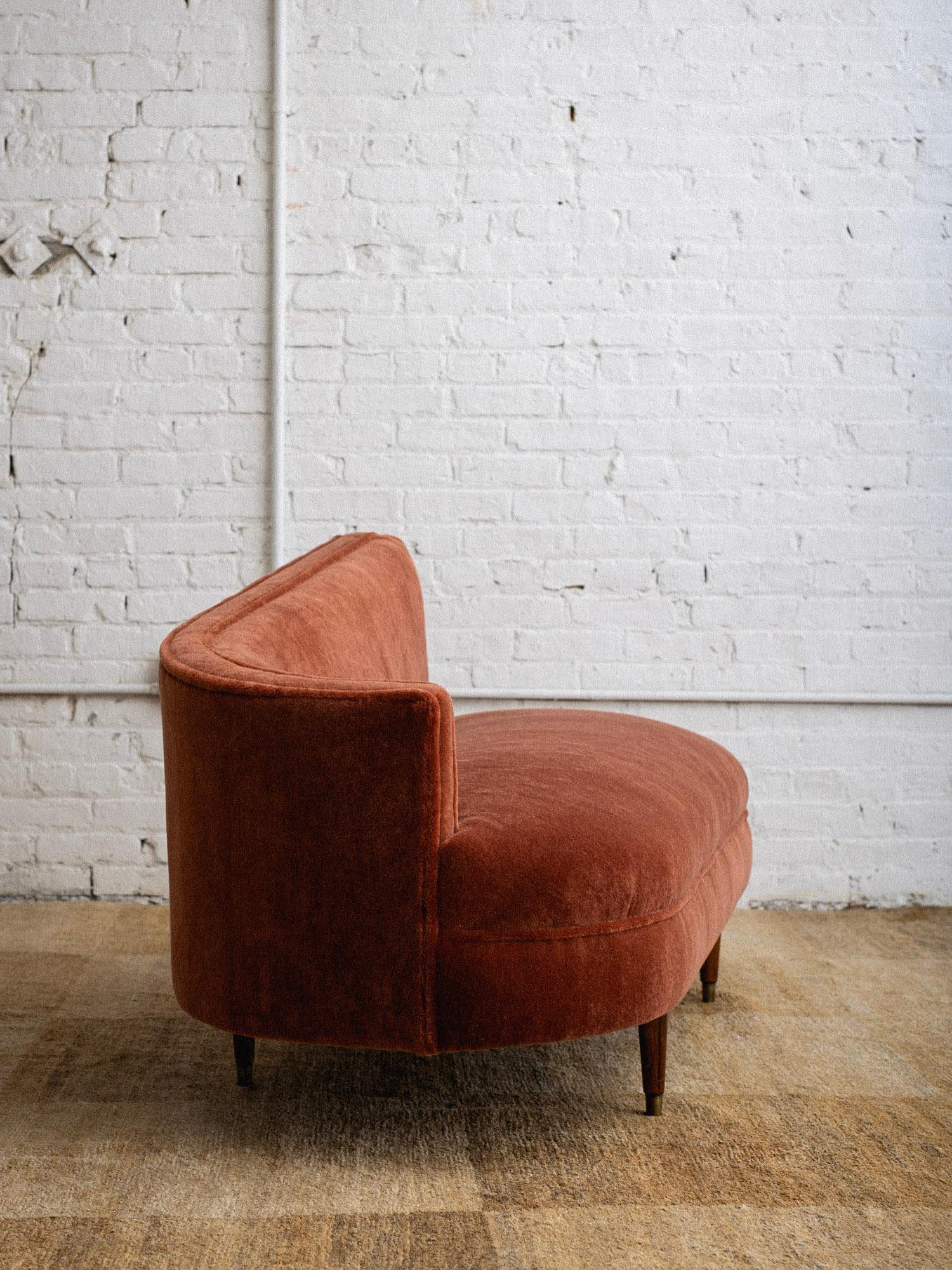 Petite Italian Chaise Lounge in Rust Mohair 2