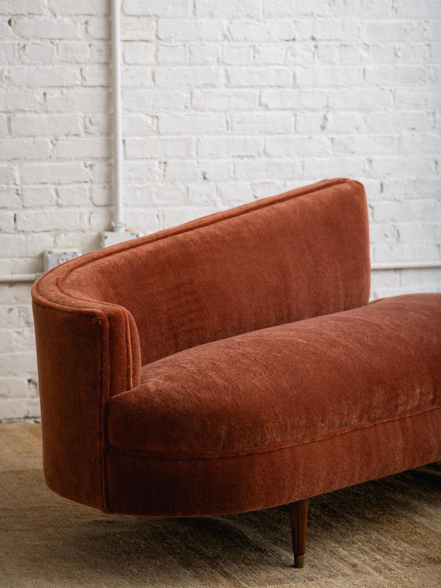 Petite Italian Chaise Lounge in Rust Mohair 3