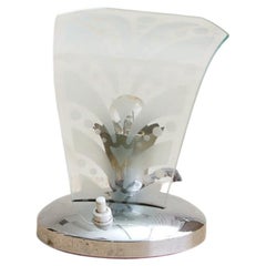 Petite Italian Chrome + Murano Glass Table Lamp, 1950s - 2 Available