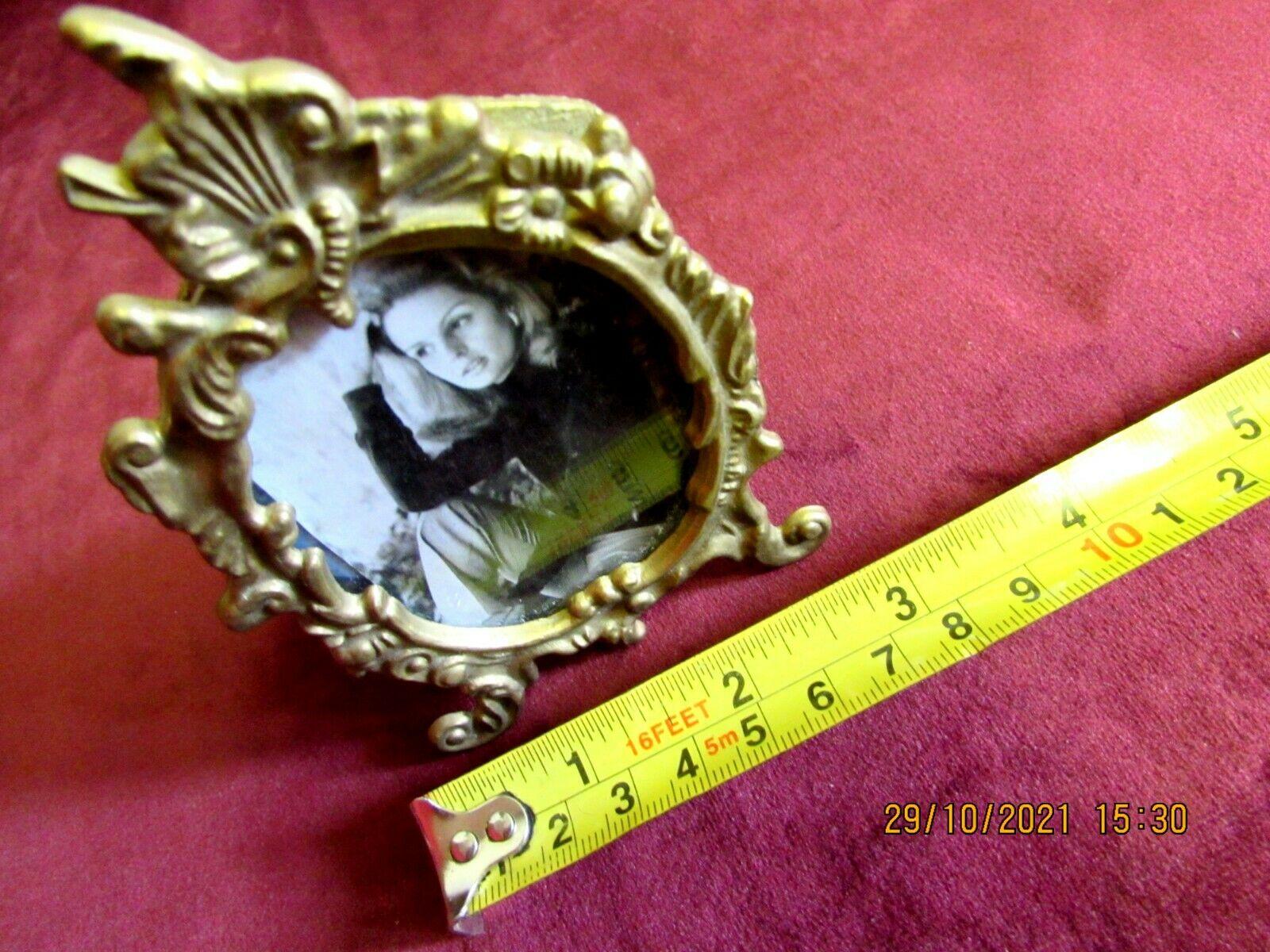 Petite Italian Engraved Rococo Bronze Picture Frame with Glass For Sale 5