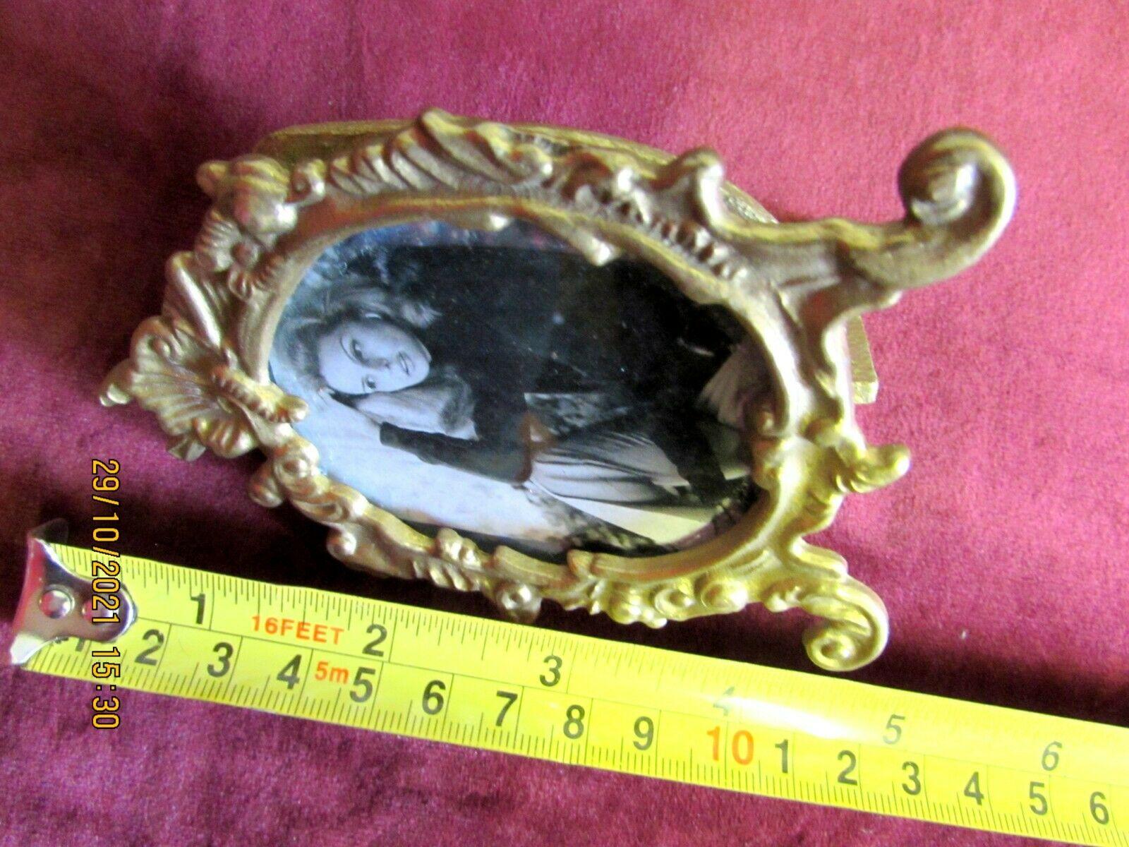 Petite Italian Engraved Rococo Bronze Picture Frame with Glass For Sale 4