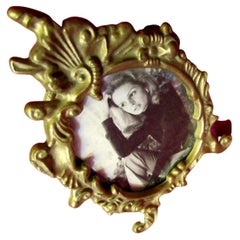 Petite Italian Engraved Rococo Bronze Picture Frame with Glass